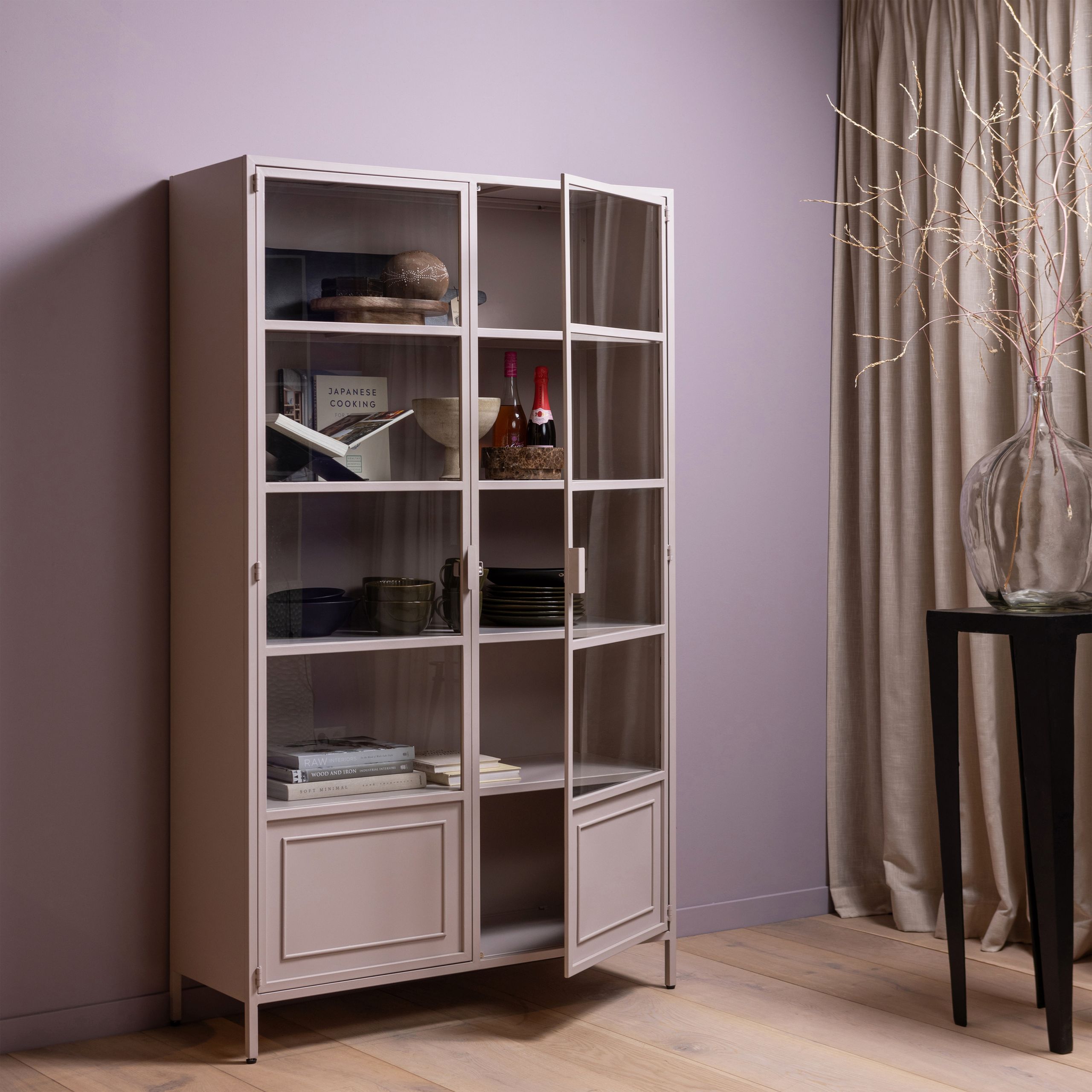 Vitrinenschrank Kabinett Ronja Vintage Metall Zartrosa 