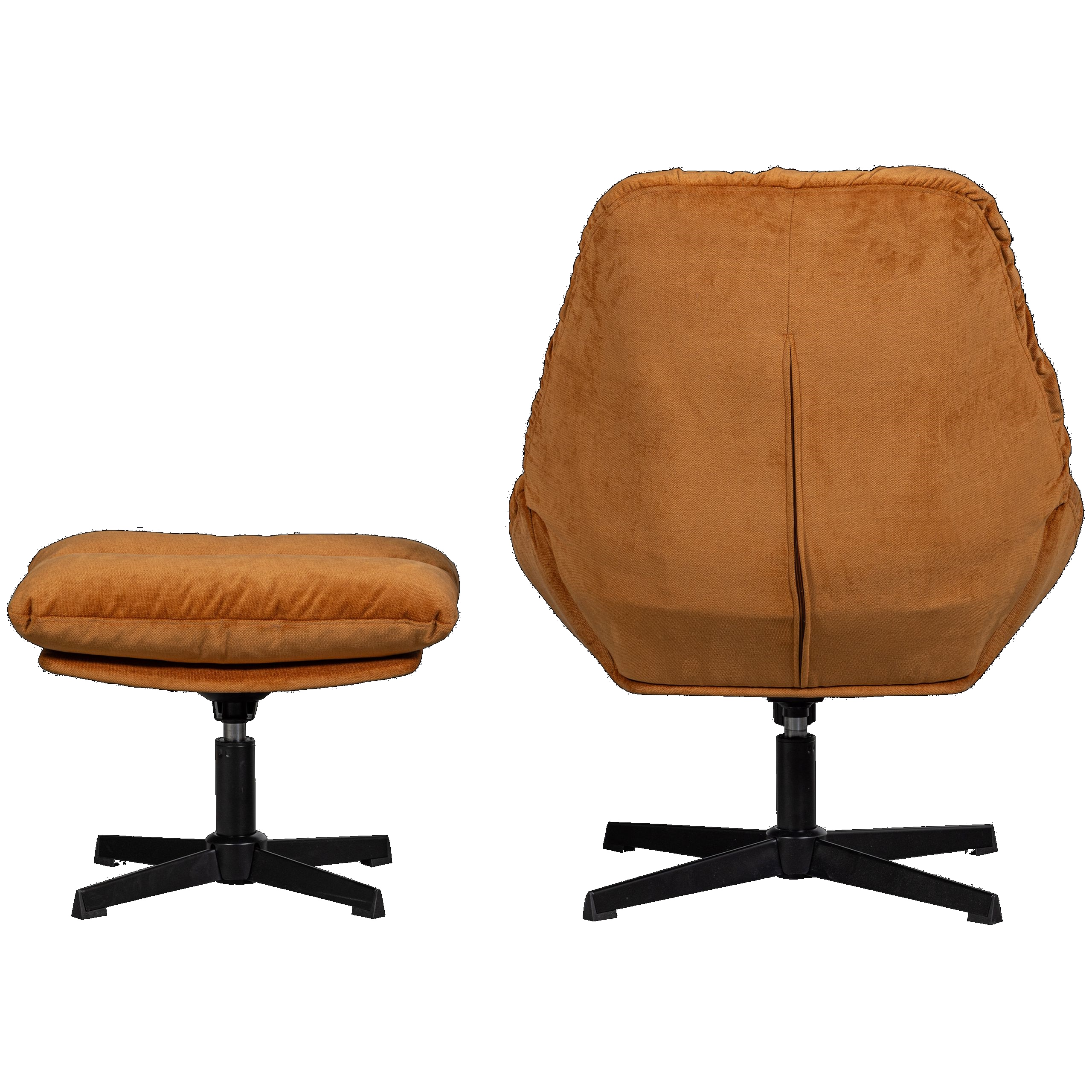 Retro Loungesessel Relaxsessel Yaro Set mit Hocker Samt Ginger oder Espresso