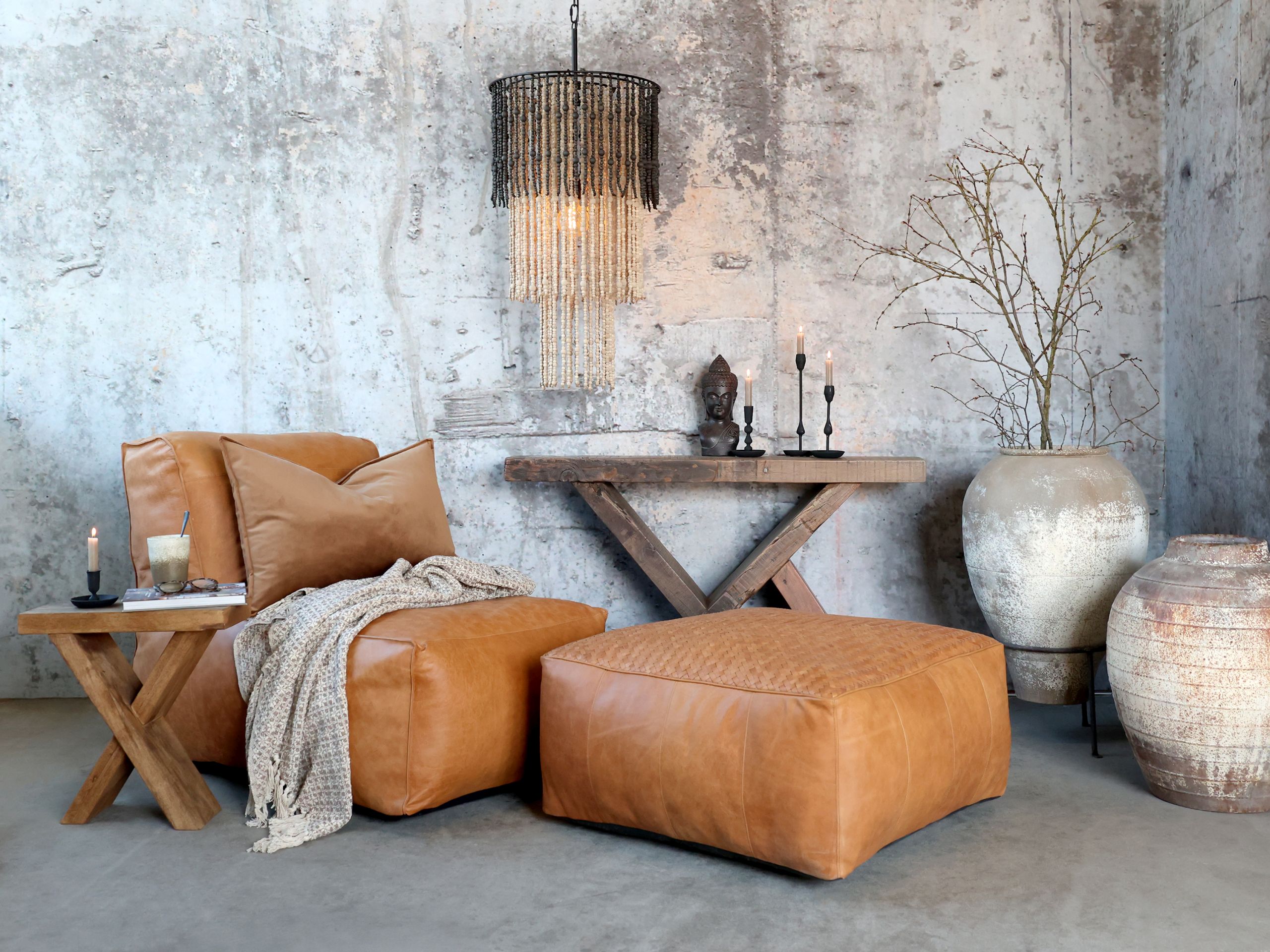Retro Lounger Sitzsack Sessel Alexandre Echtleder