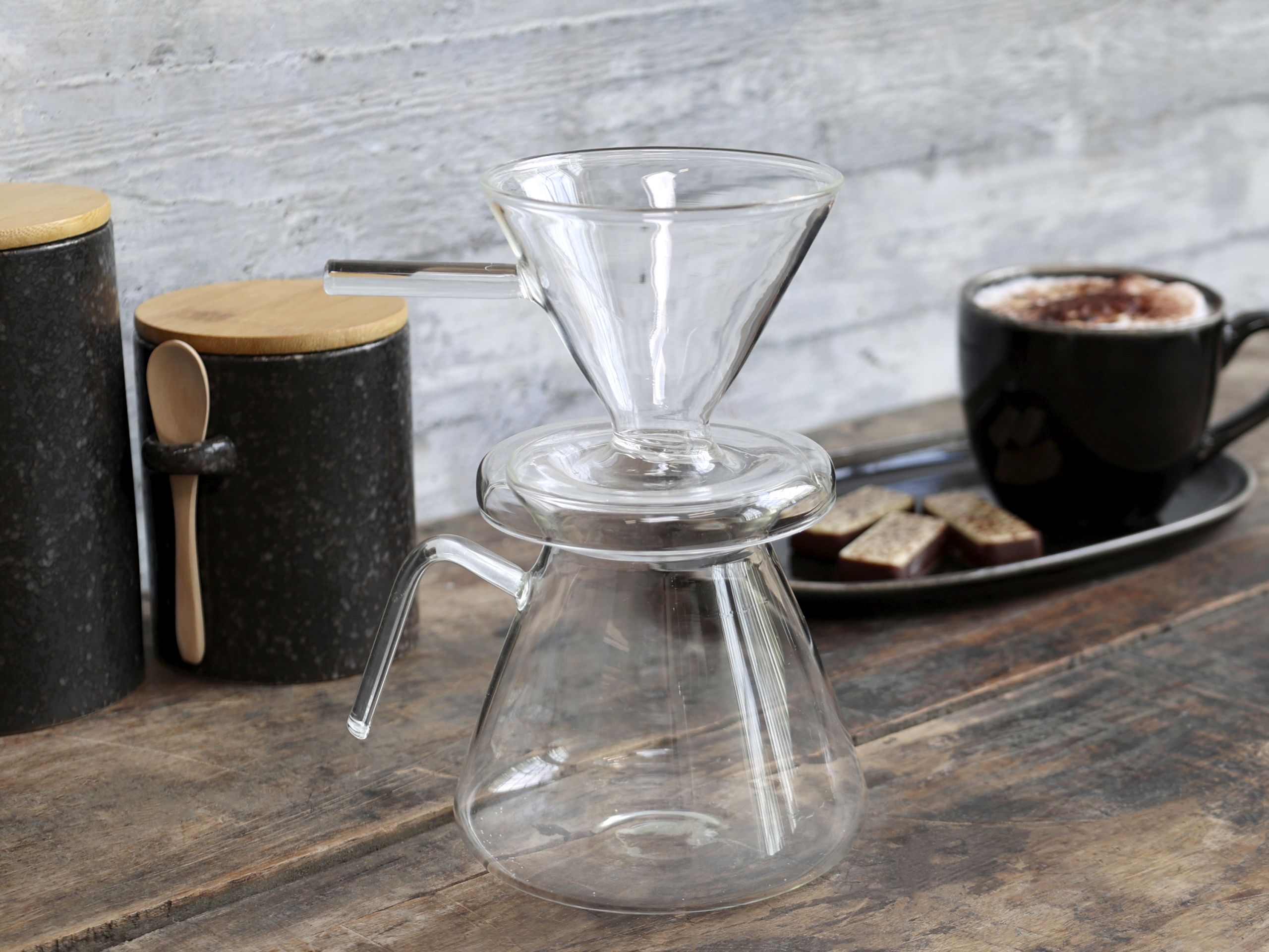 Vintage 2er Set Kaffeebereiter und Kaffeemühle Glas Vintage 2er Set Kaffeebereiter und Kaffeemühle Glas