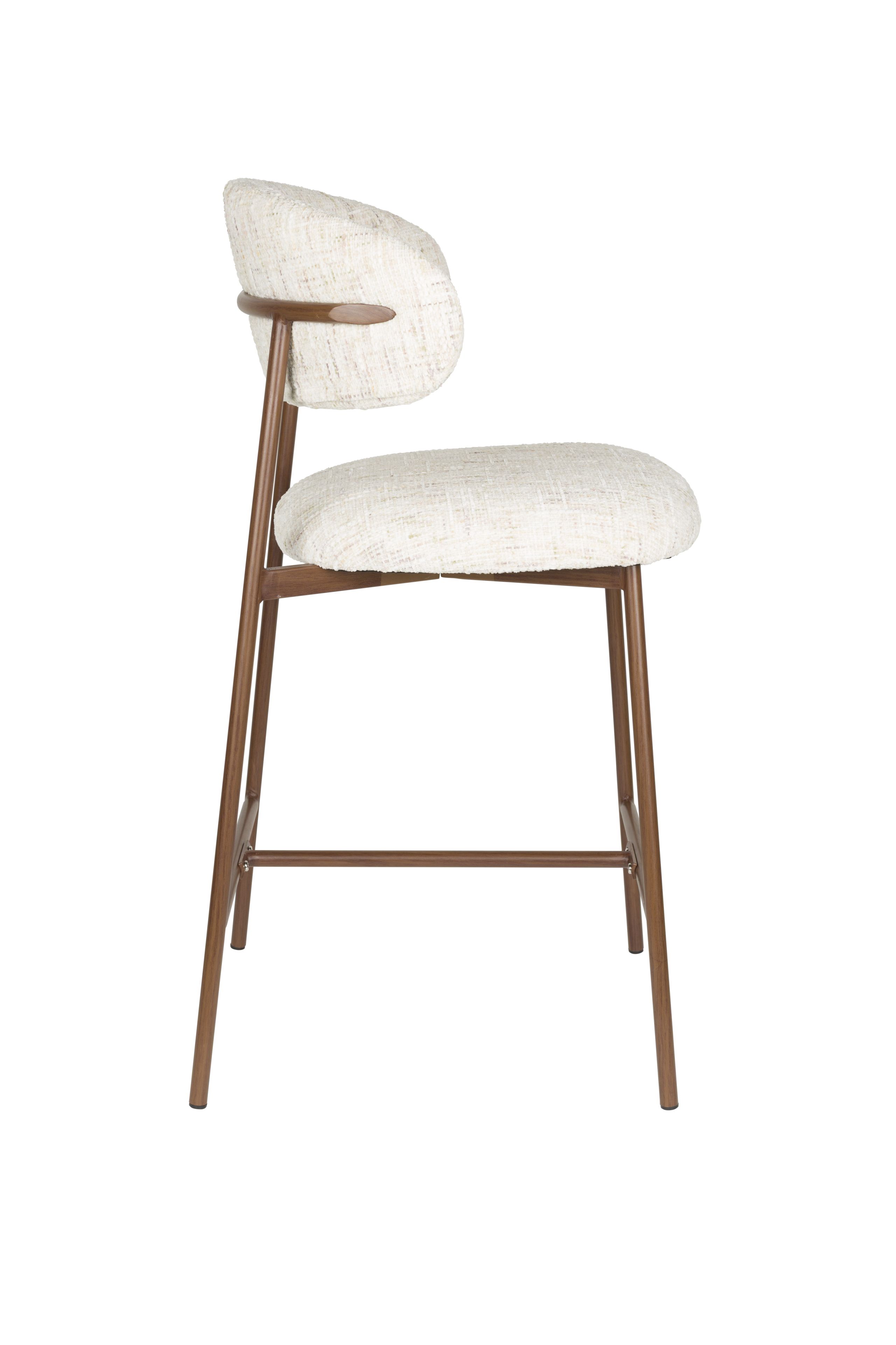 2er Set Retro Barhocker Claes Walnussholzoptik Off-White