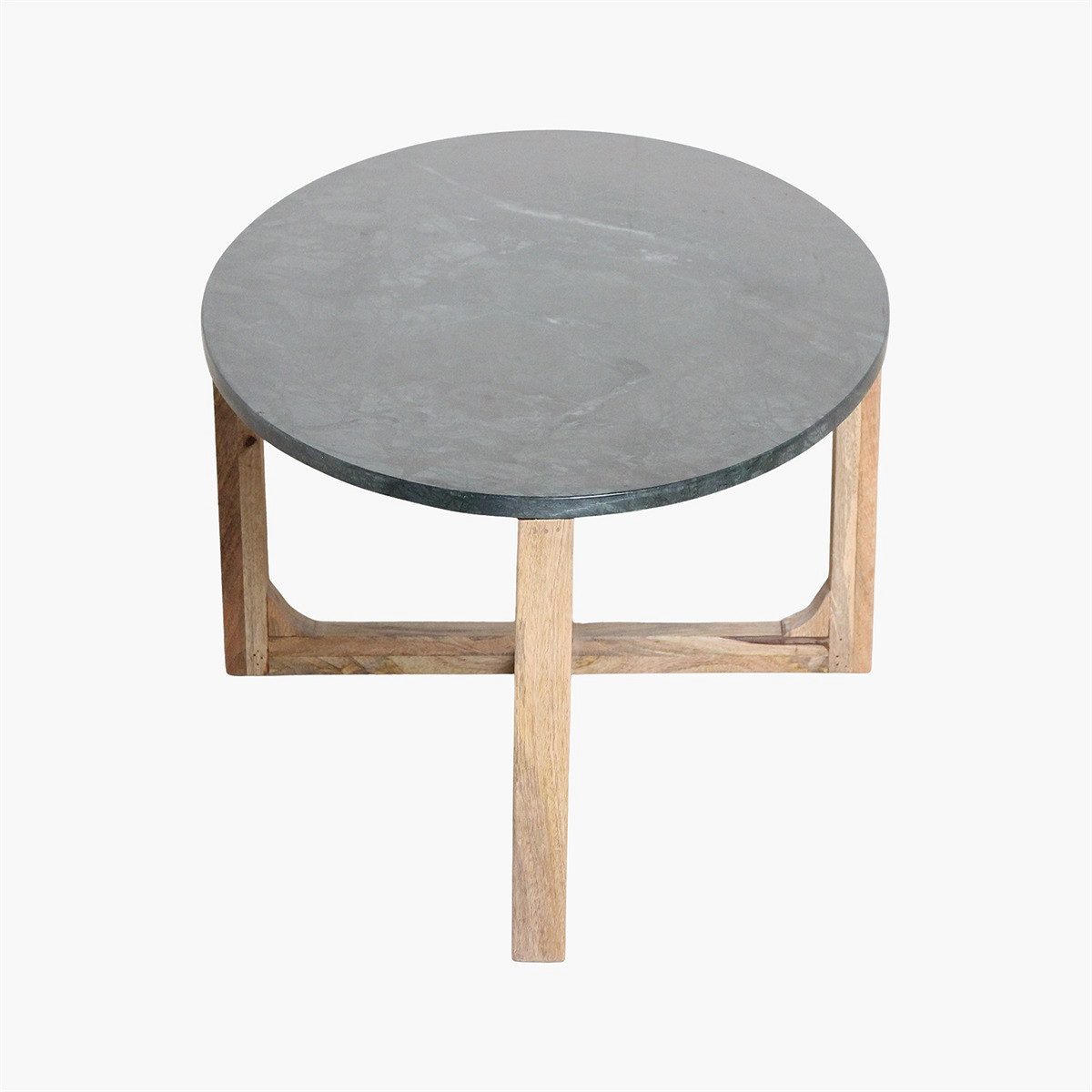 Retro Couchtisch Marble Marmor Holz Oval Grün