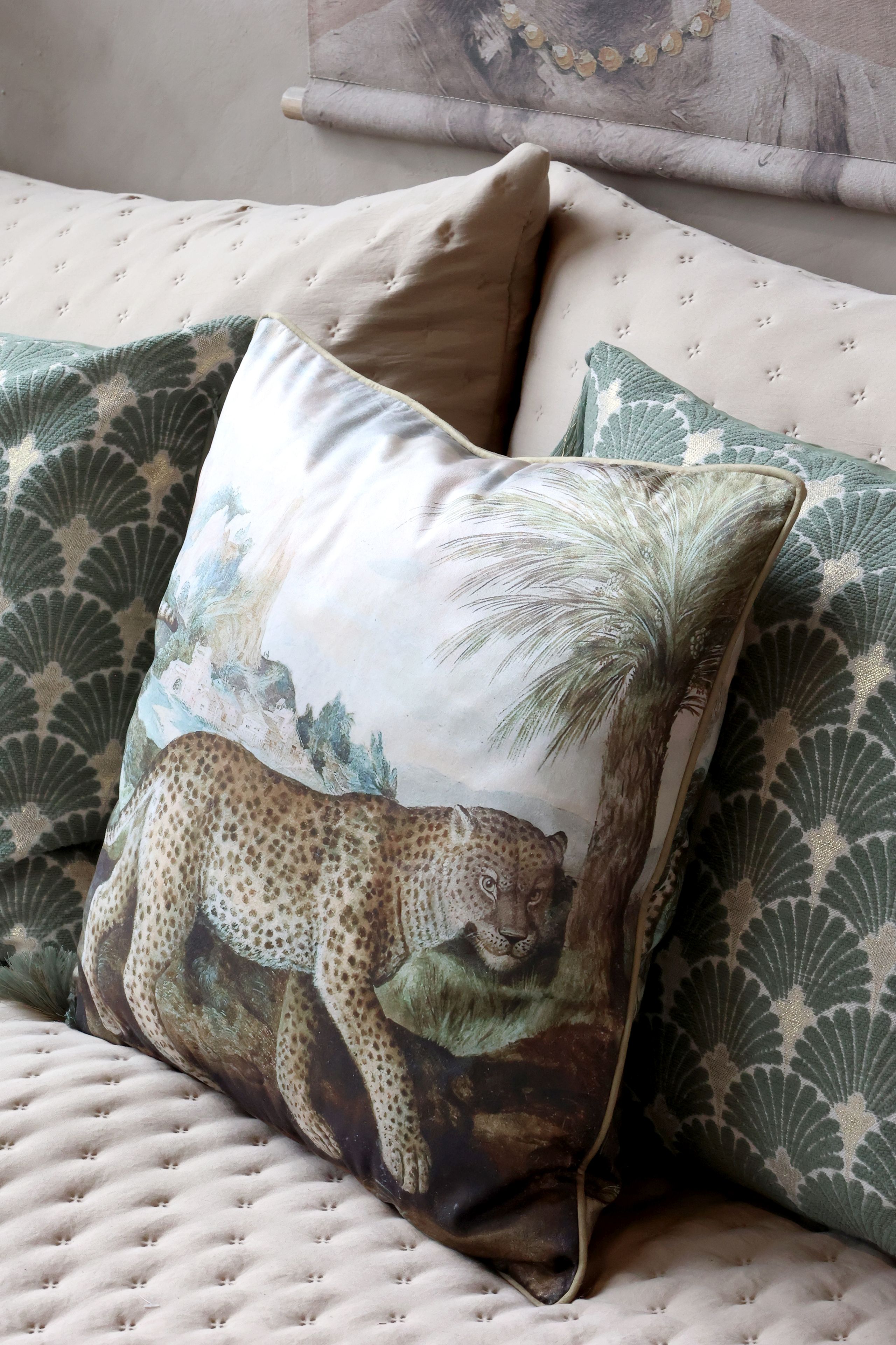 Vintage Kissenbezug Château Élégance Leopard 50 x 50 