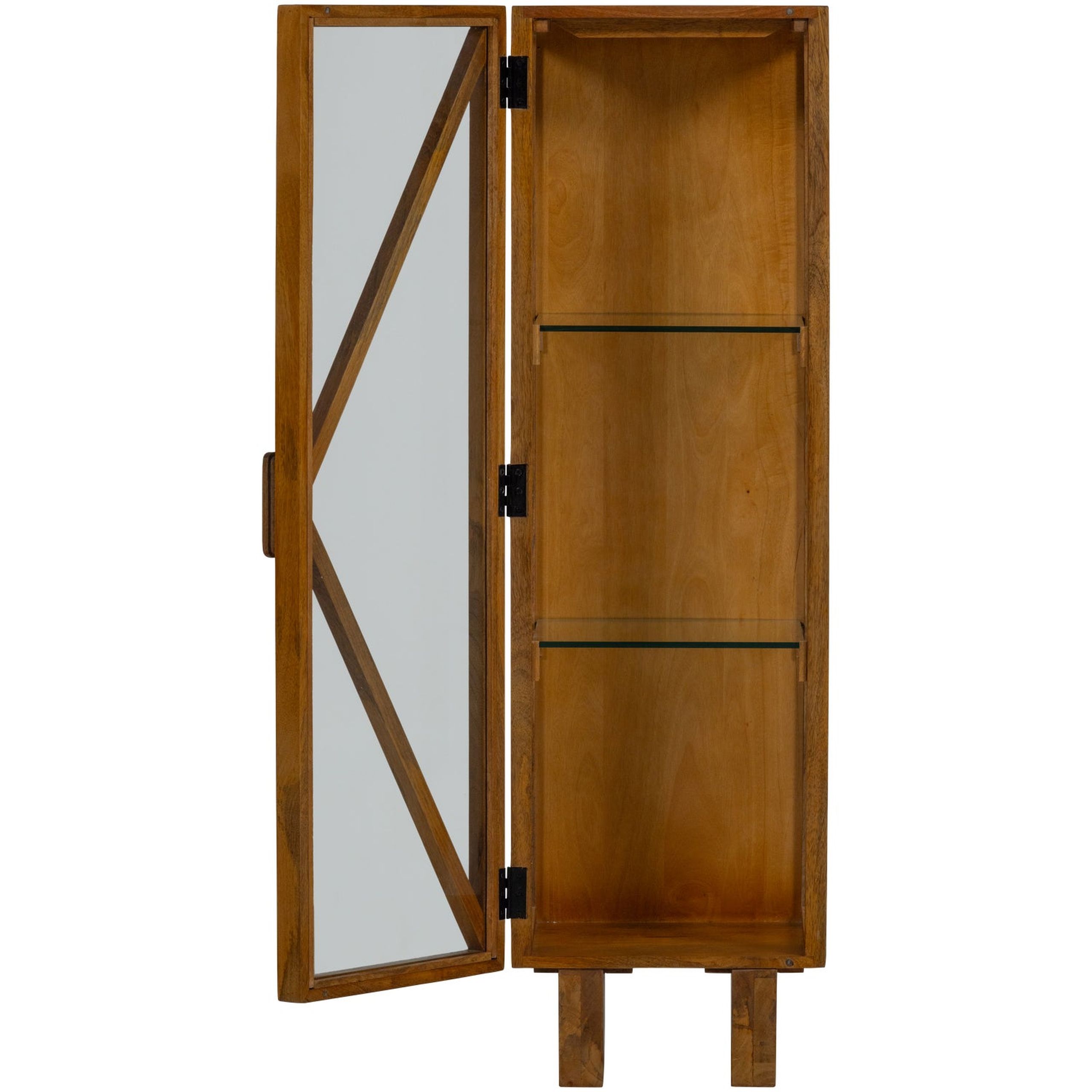 Retro Vitrine Kella Mangolzholz schmal Natur