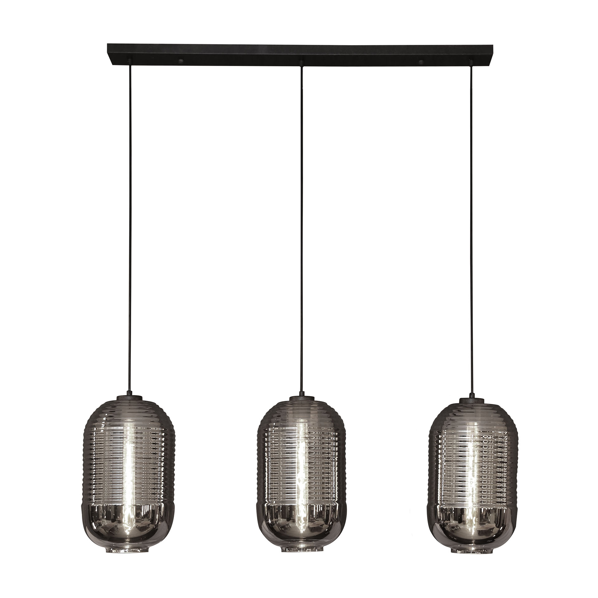 Hängelampe 3 Tubes Glas Chrom Industrial inkl. Leuchtmittel