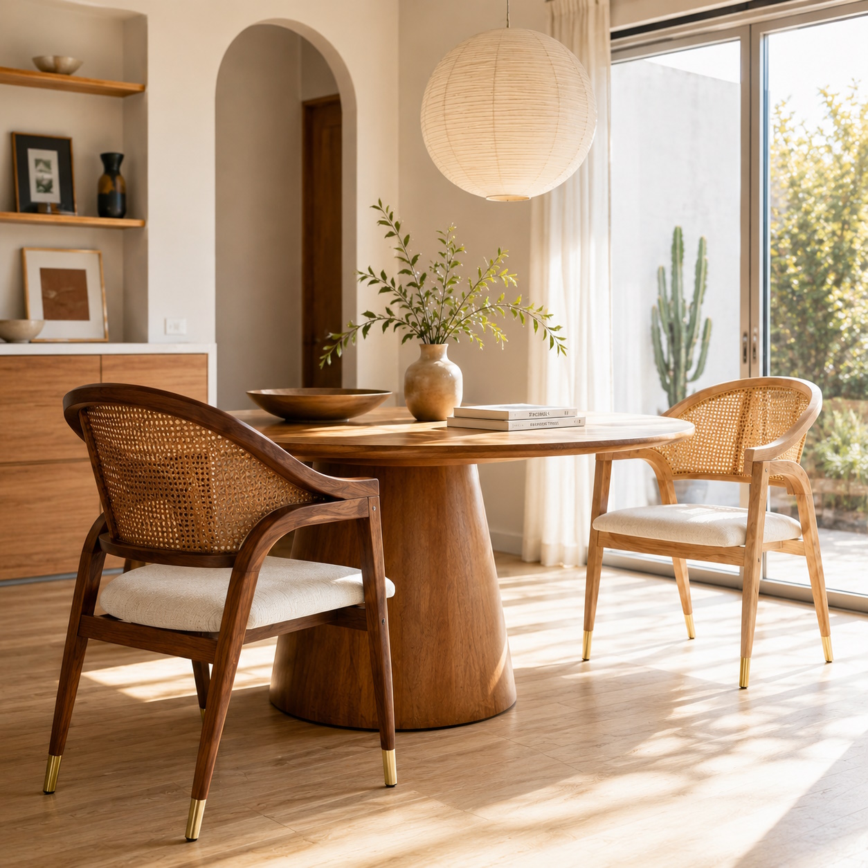 Esszimmerstuhl Noblesse Mid-Century Massivholz Rattan 