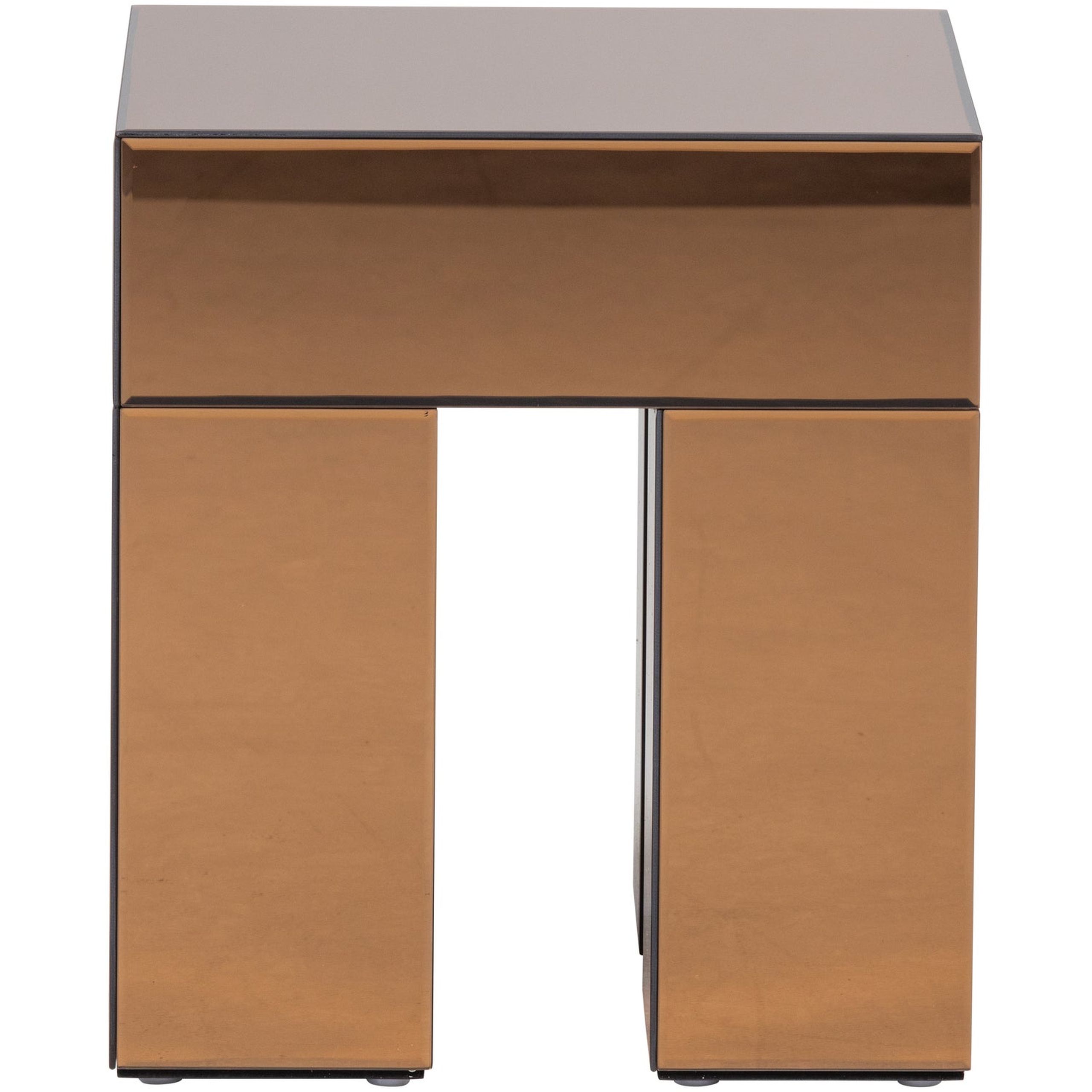 Retro Couchtisch Beistelltisch Mirrox Spiegelglas Braun 