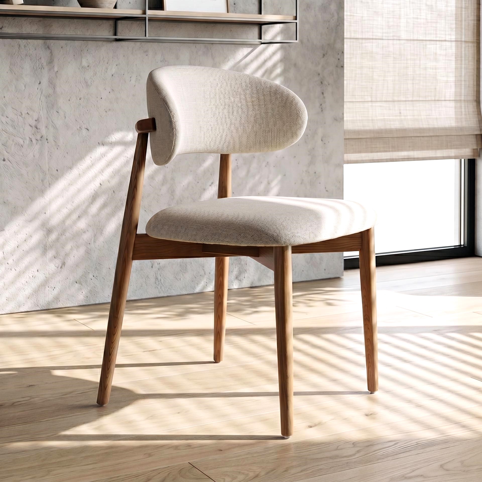 Essgruppe Bari 160 Travertin Metall + 4 Holzstühle Linea