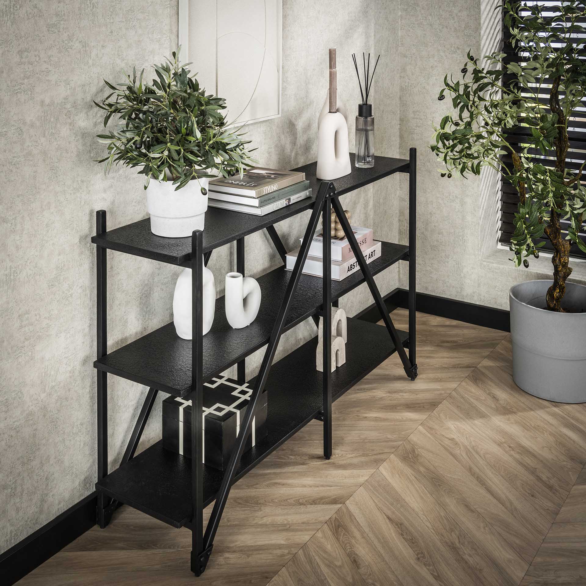Industrial Regal Bücherregal Piega Metall Anthrazit 130 cm Industrial Regal Bücherregal Piega Metall Anthrazit 130 cm