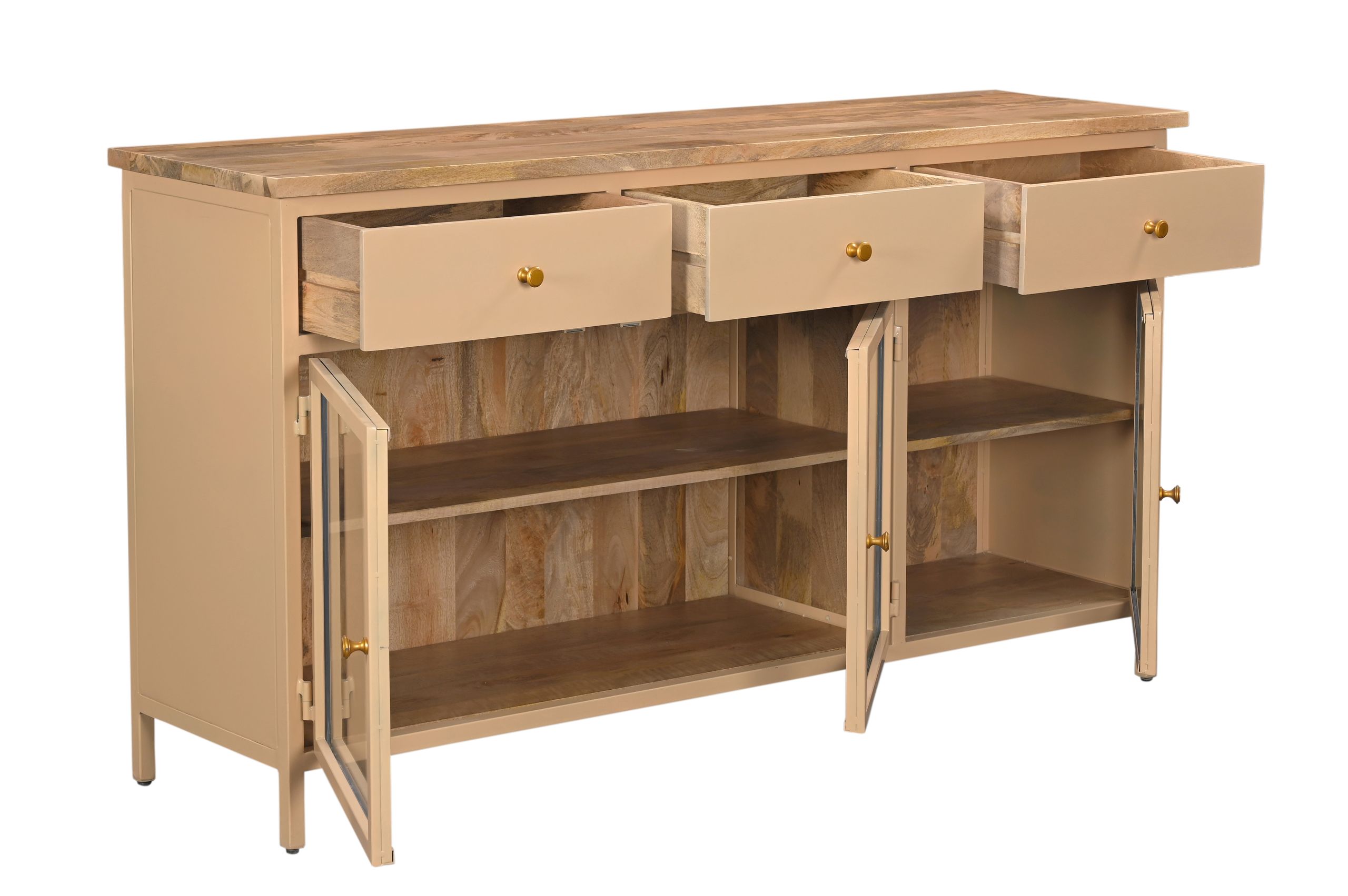 Landhaus Sideboard Provence Metall Holz Champagner 160cm