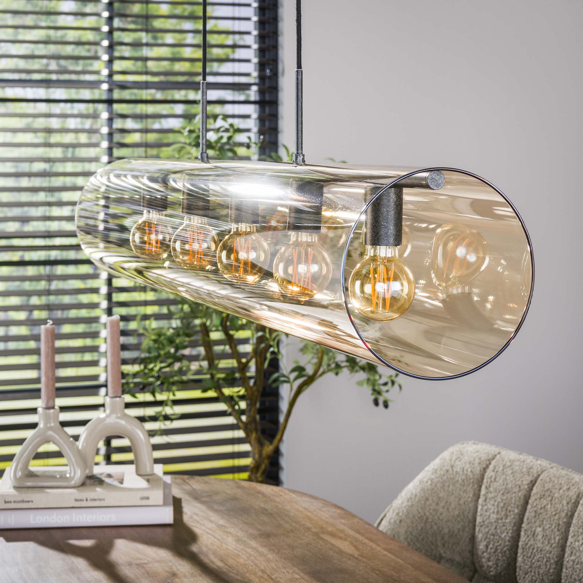 Industrial Hängelampe Tube Glas Amber 120 cm Industrial Hängelampe Tube Glas Amber 120 cm