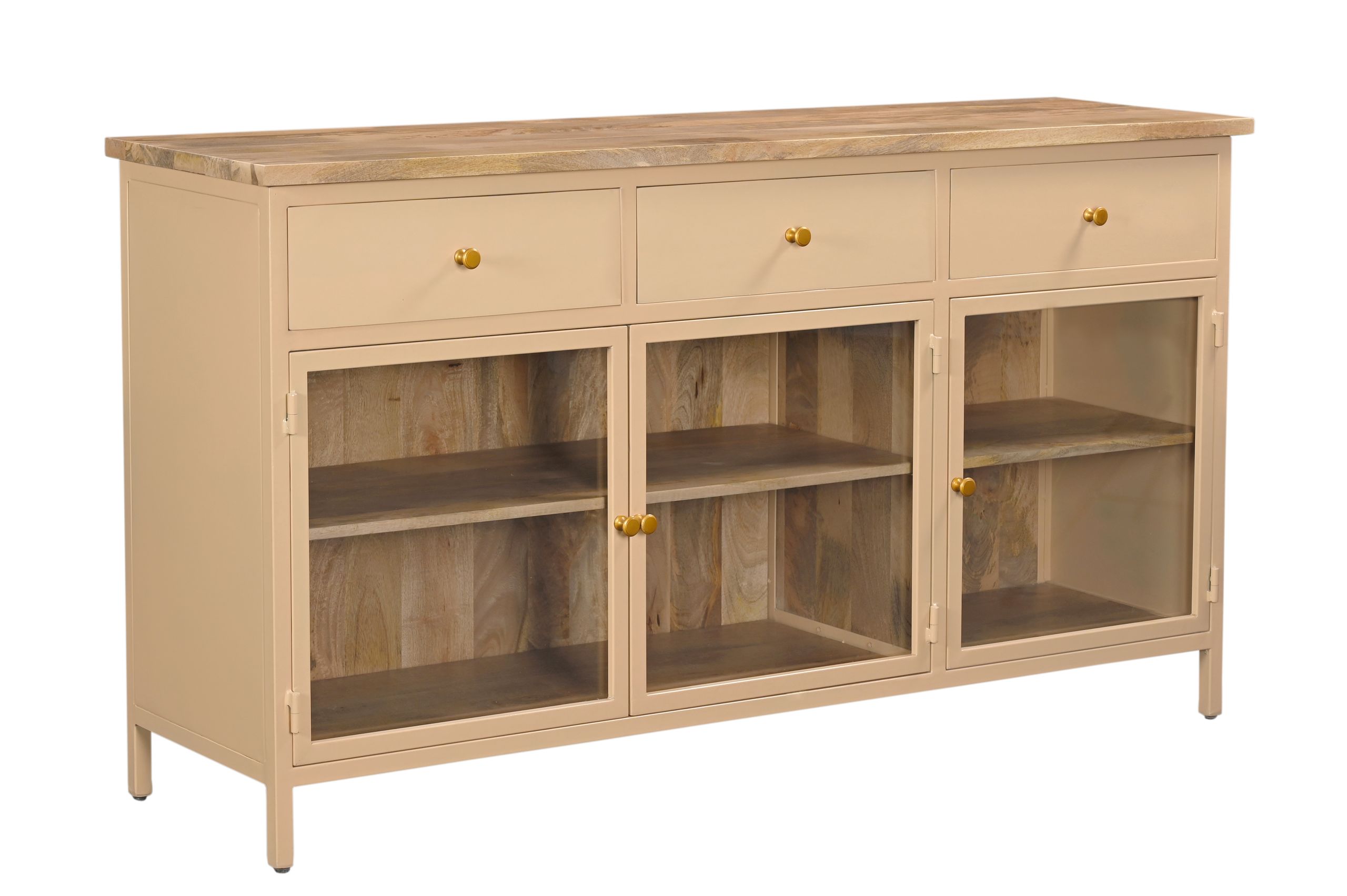 Landhaus Sideboard Provence Metall Holz Champagner 160cm