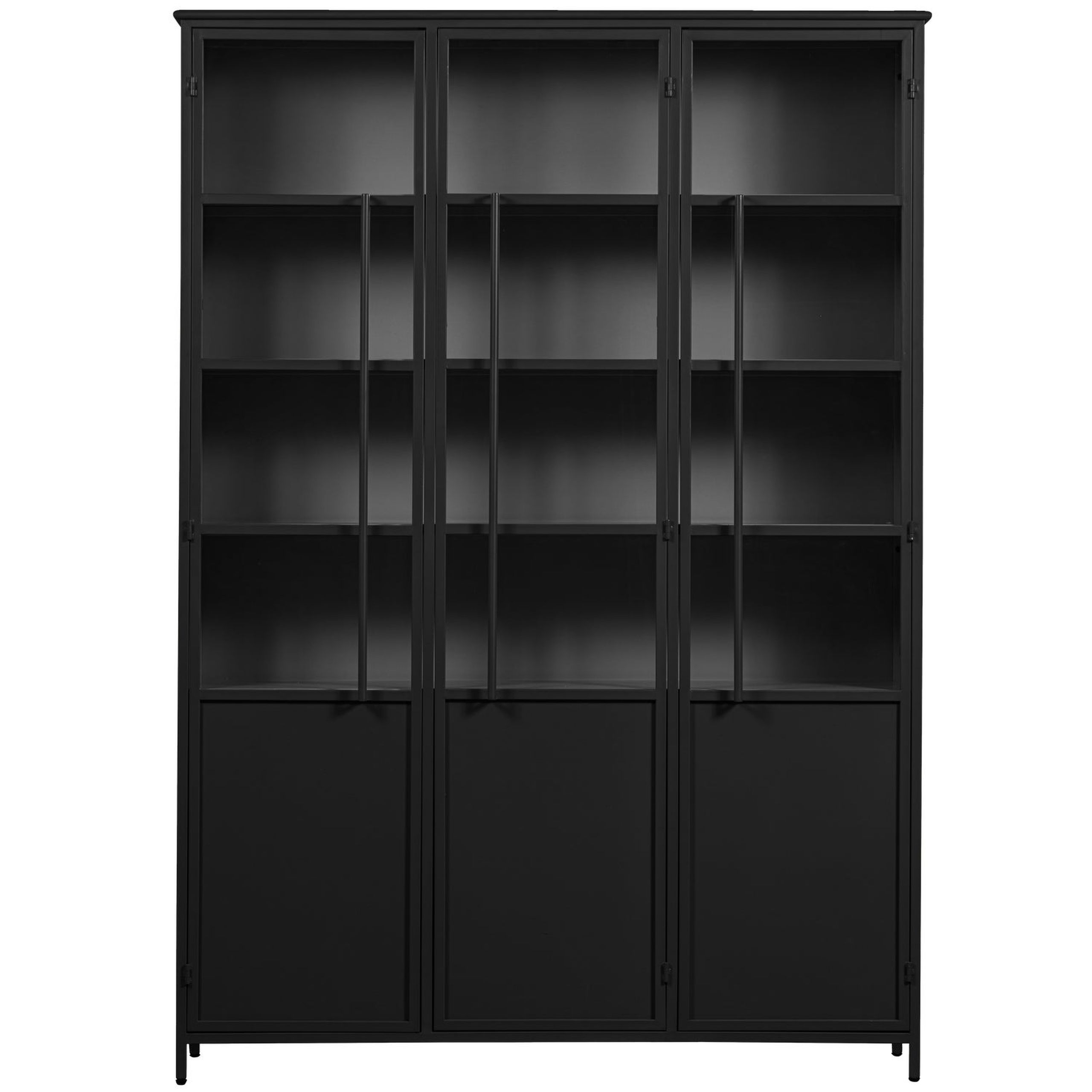 Vitrine Metallschrank Exhibit XL 3-türig Industrial Metall Glas Schwarz