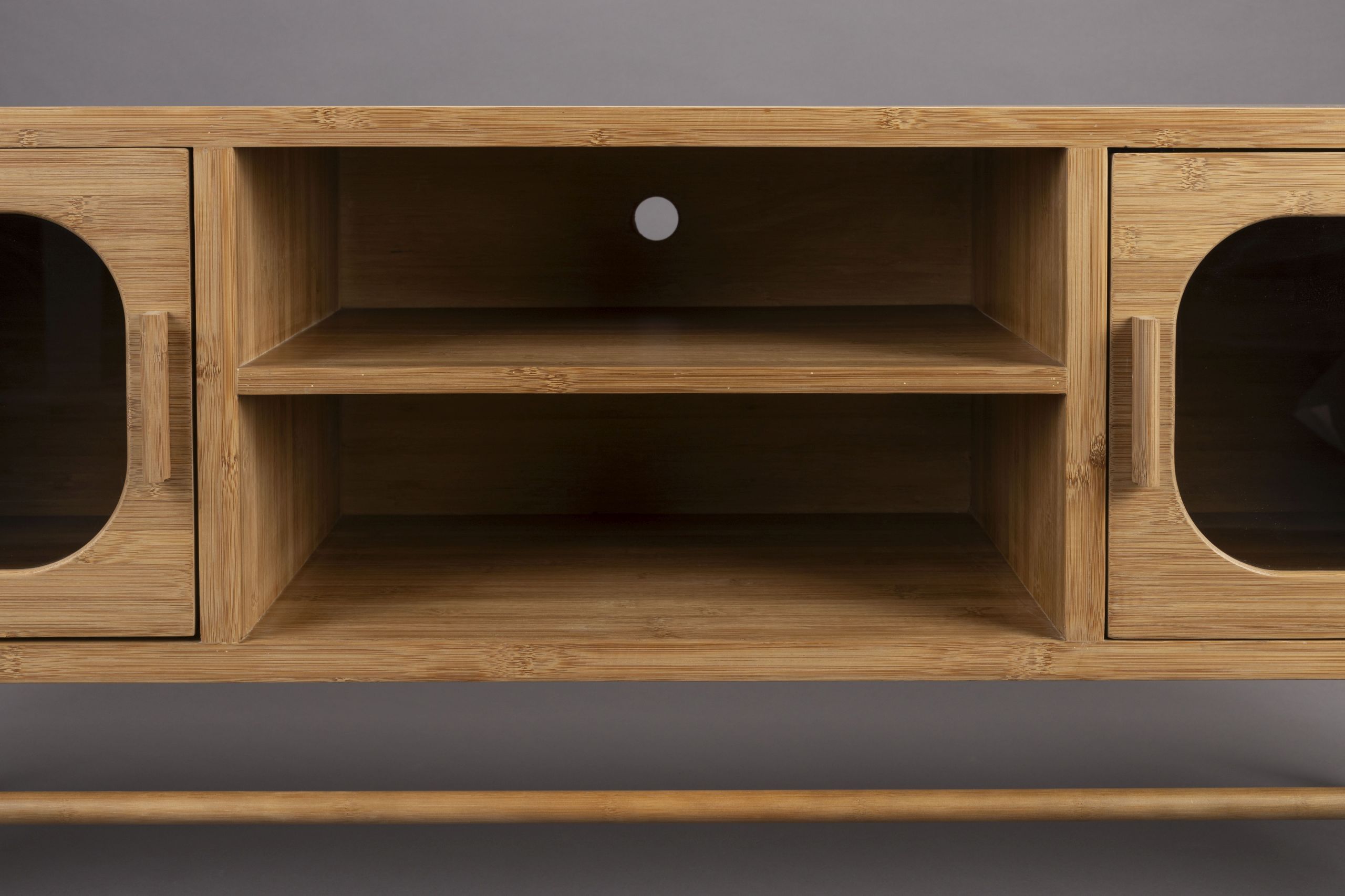 Retro TV-Board Sideboard Caroun Bambus Rauchglas