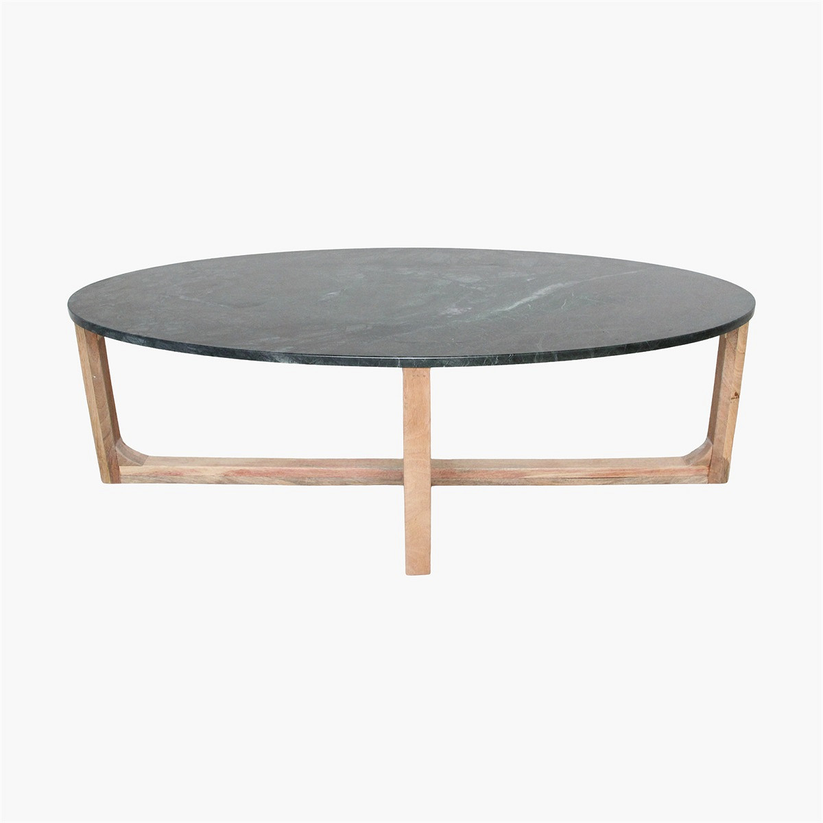 Retro Couchtisch Marble Marmor Holz Oval Grün