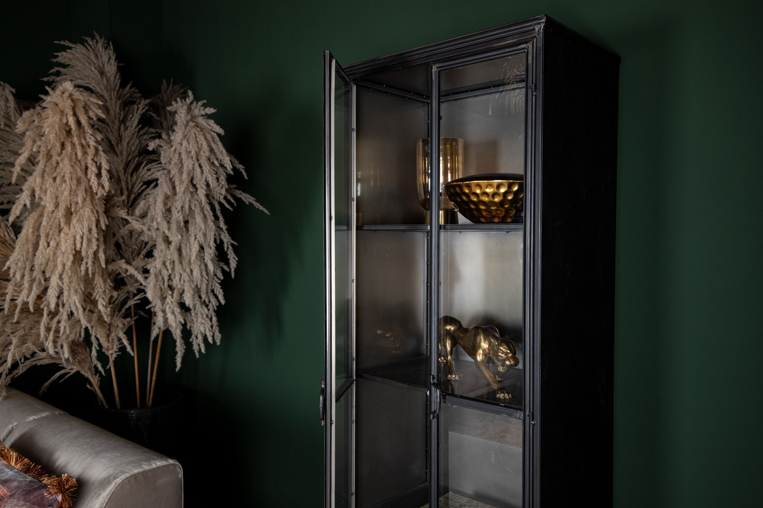 Metallschrank Vitrine Purist 180 Vintage Industrial Metall/Glass