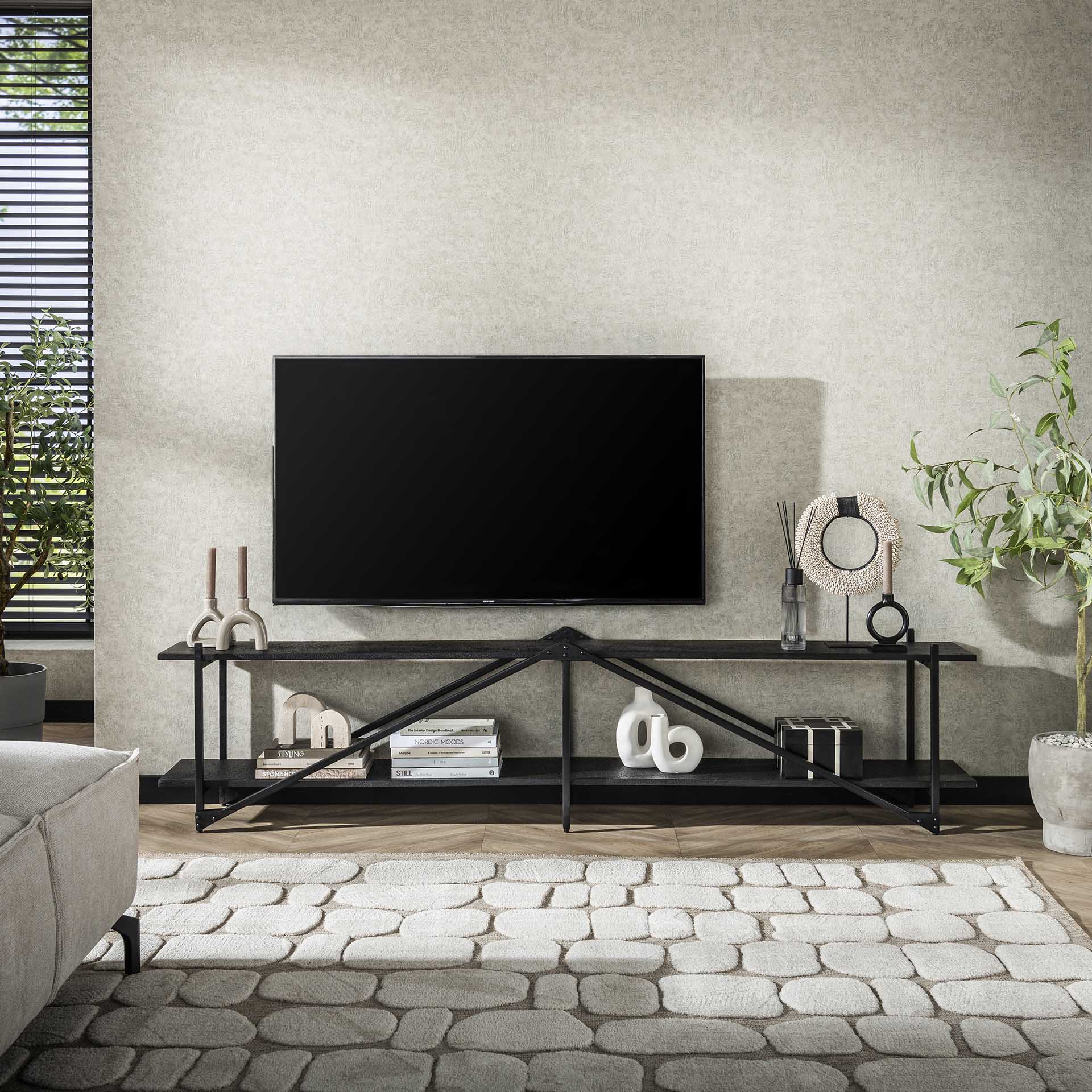 Industrial TV-Board Piega Metall Anthrazit 140/220 cm