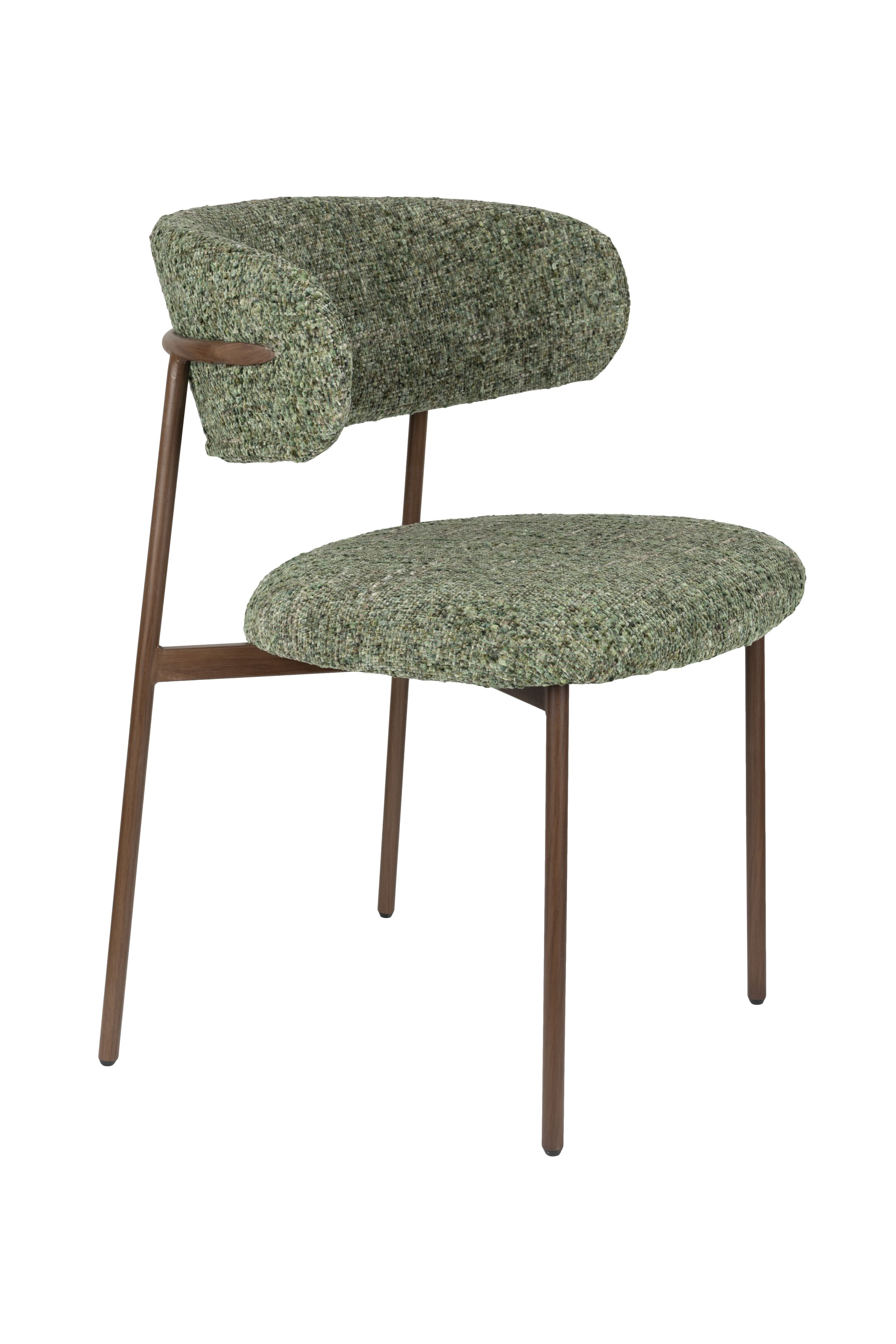 2er Set Retro Esszimmerstühle Claes Walnussholzoptik Grün