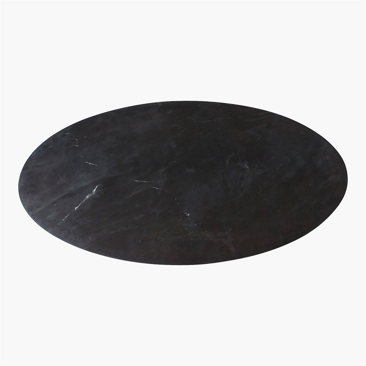 Retro Couchtisch Marble Marmor Holz Oval Schwarz