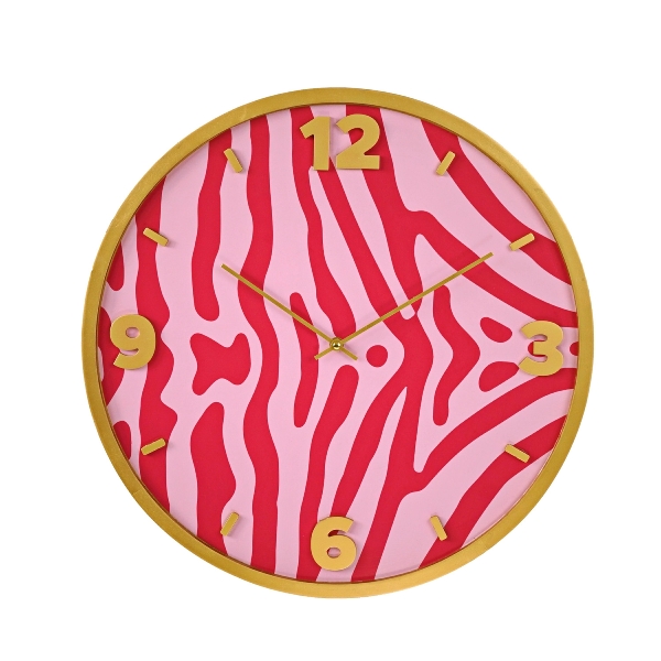 Retro Wanduhr Pop-Art Safari in Pink Rosa