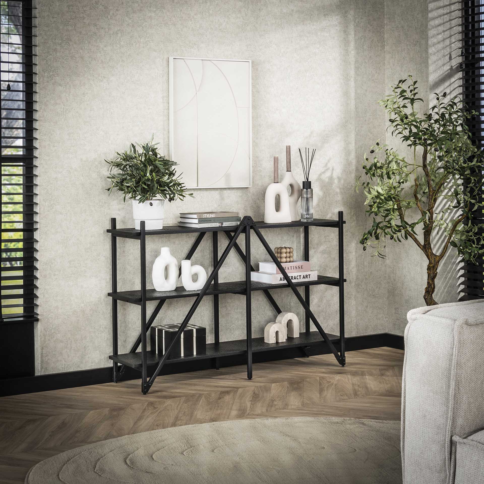 Industrial Regal Bücherregal Piega Metall Anthrazit 130 cm
