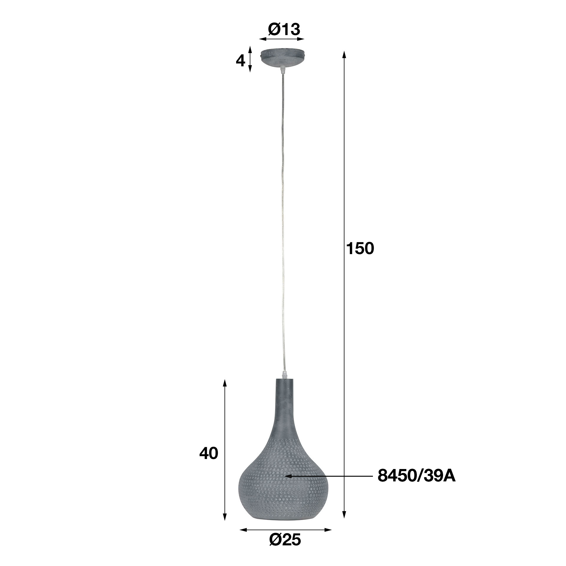 Hängelampe Industrial Kegel Betonoptik Ø 25cm