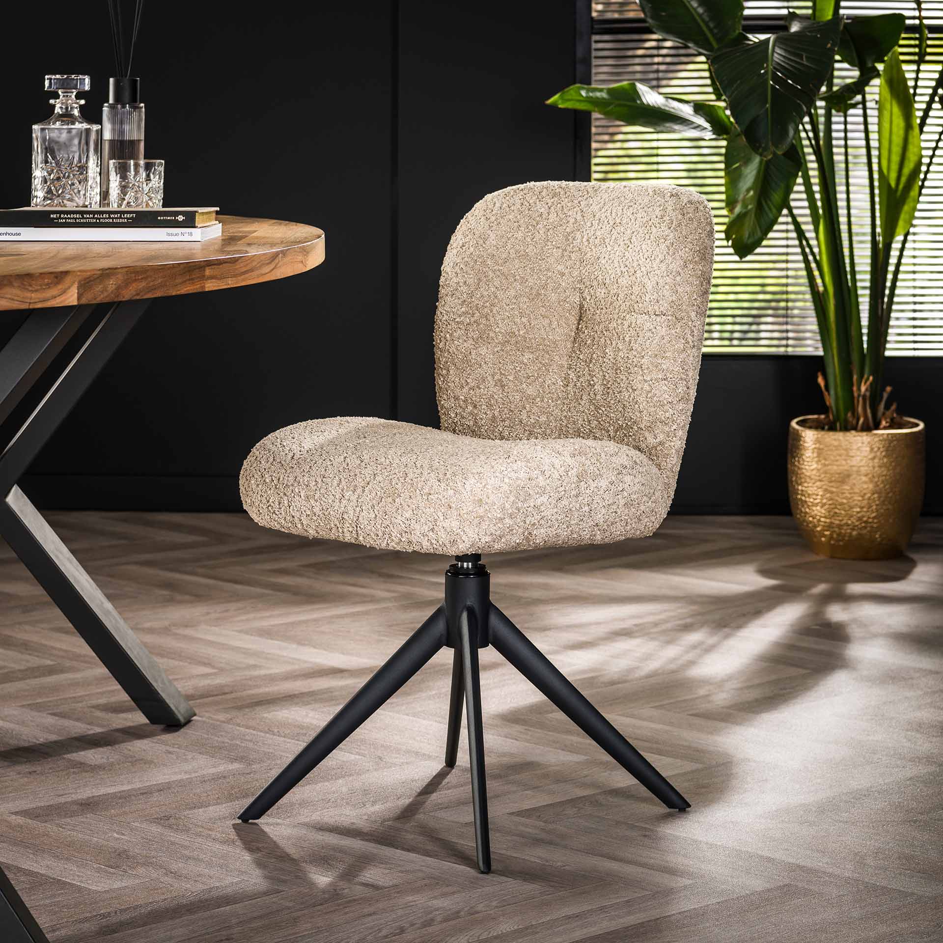 Esszimmerstuhl Drehstuhl Polsterstuhl Comfort Boucle Taupe oder Sand