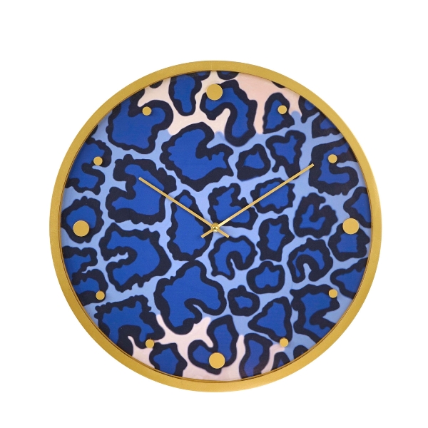 Retro Wanduhr Pop-Art Safari in Blau
