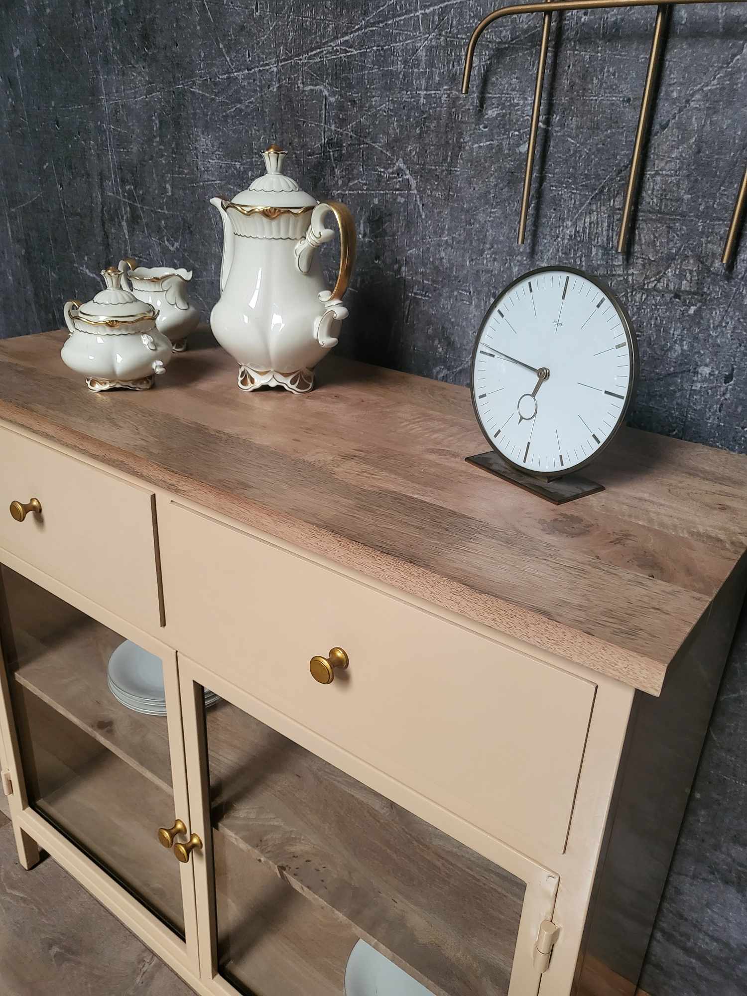 Landhaus Sideboard Vintage 2türig Provence Metall Holz Champagner Landhaus Sideboard Vintage 2türig Provence Metall Holz Champagner