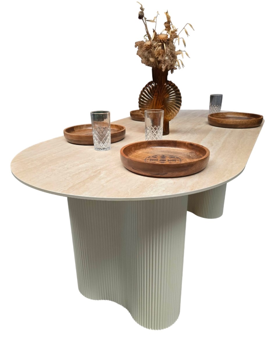 Esstisch Bari Travertin Keramik Metall 160 cm