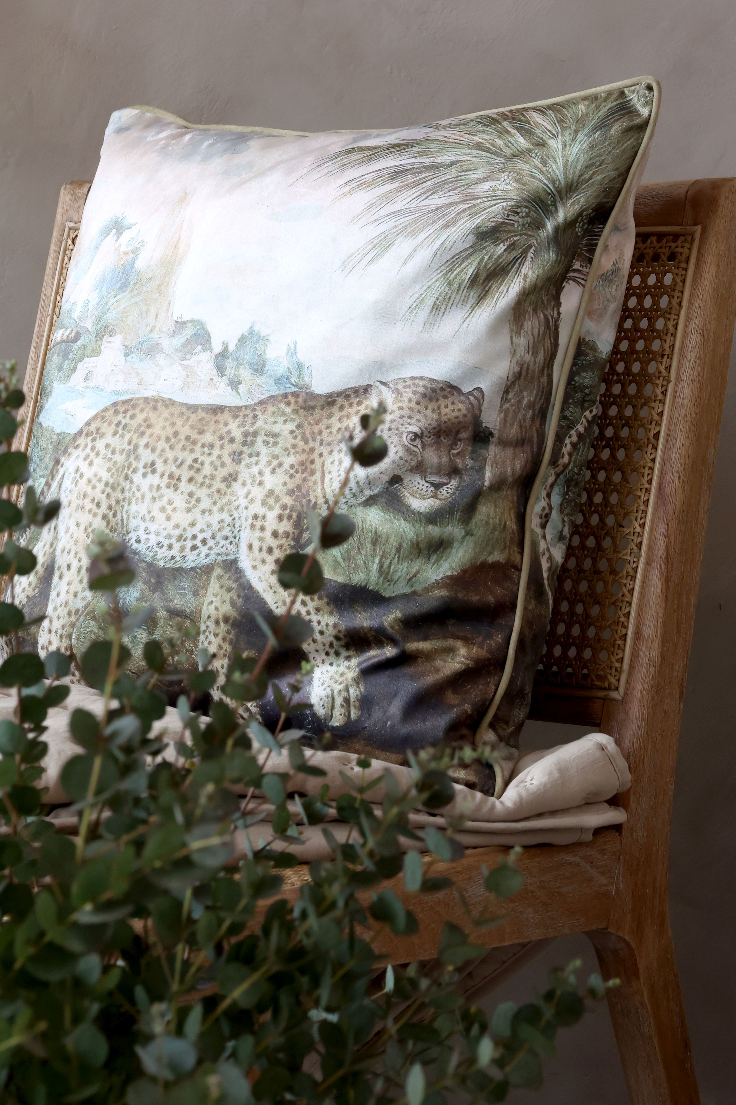 Vintage Kissenbezug Château Élégance Leopard 50 x 50 