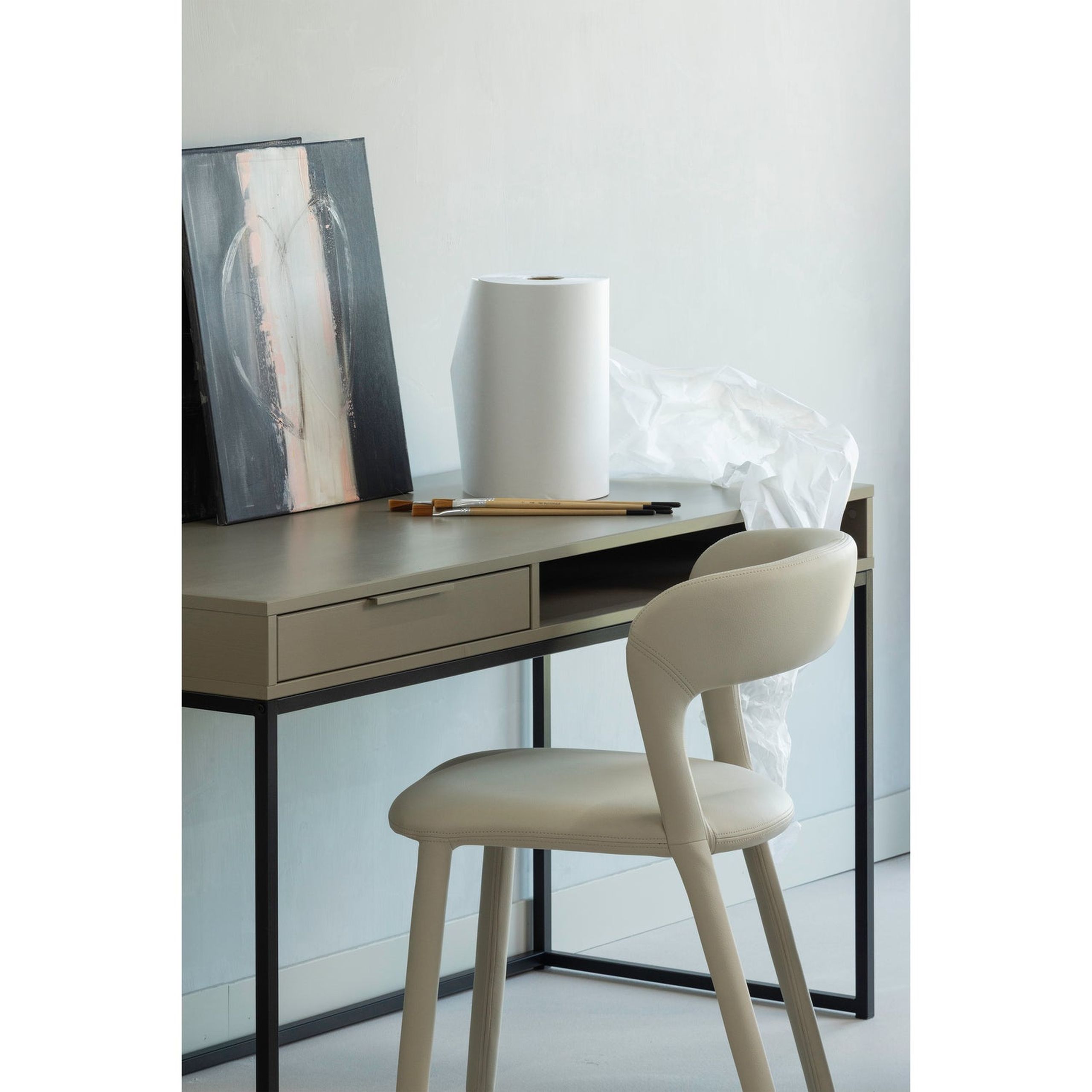 Retro Esszimmerstuhl Lederstuhl Noble Komplettbezug Kunstleder Beige