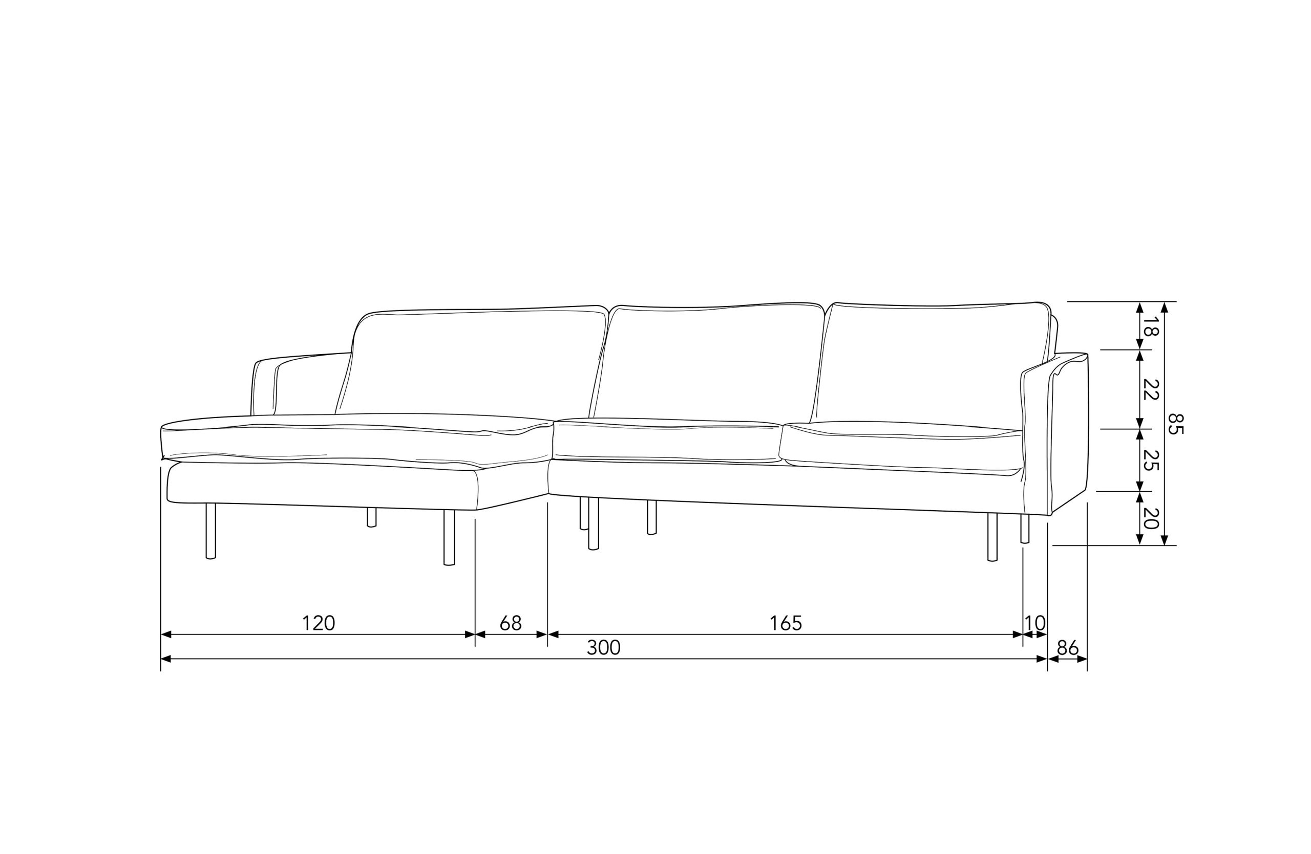 Retro Ecksofa Samt  Rodeo 3-Sitzer Rechts oder Links 300/160 Rost Links