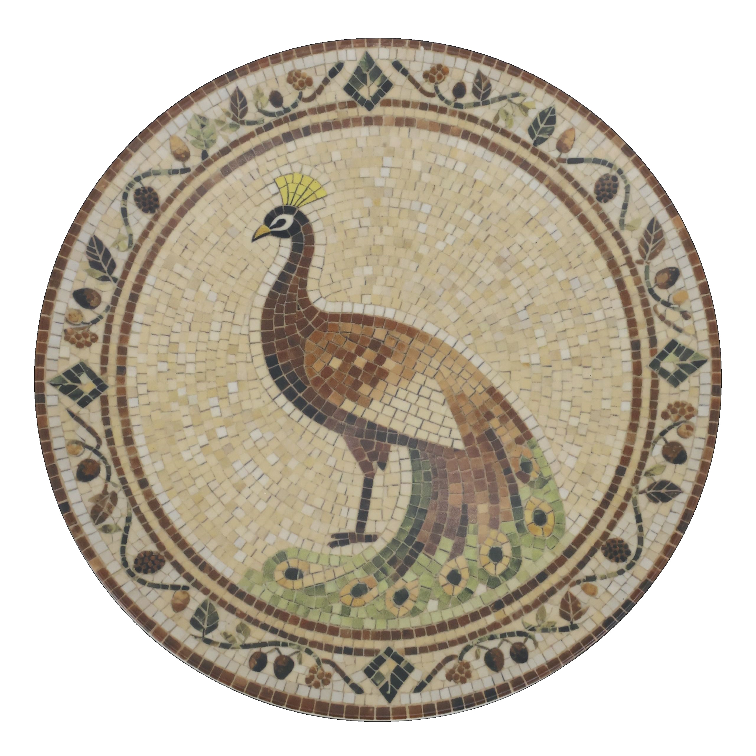 Mediterranes Mosaik Tablett Teller Steingut Chartres Pfau 3