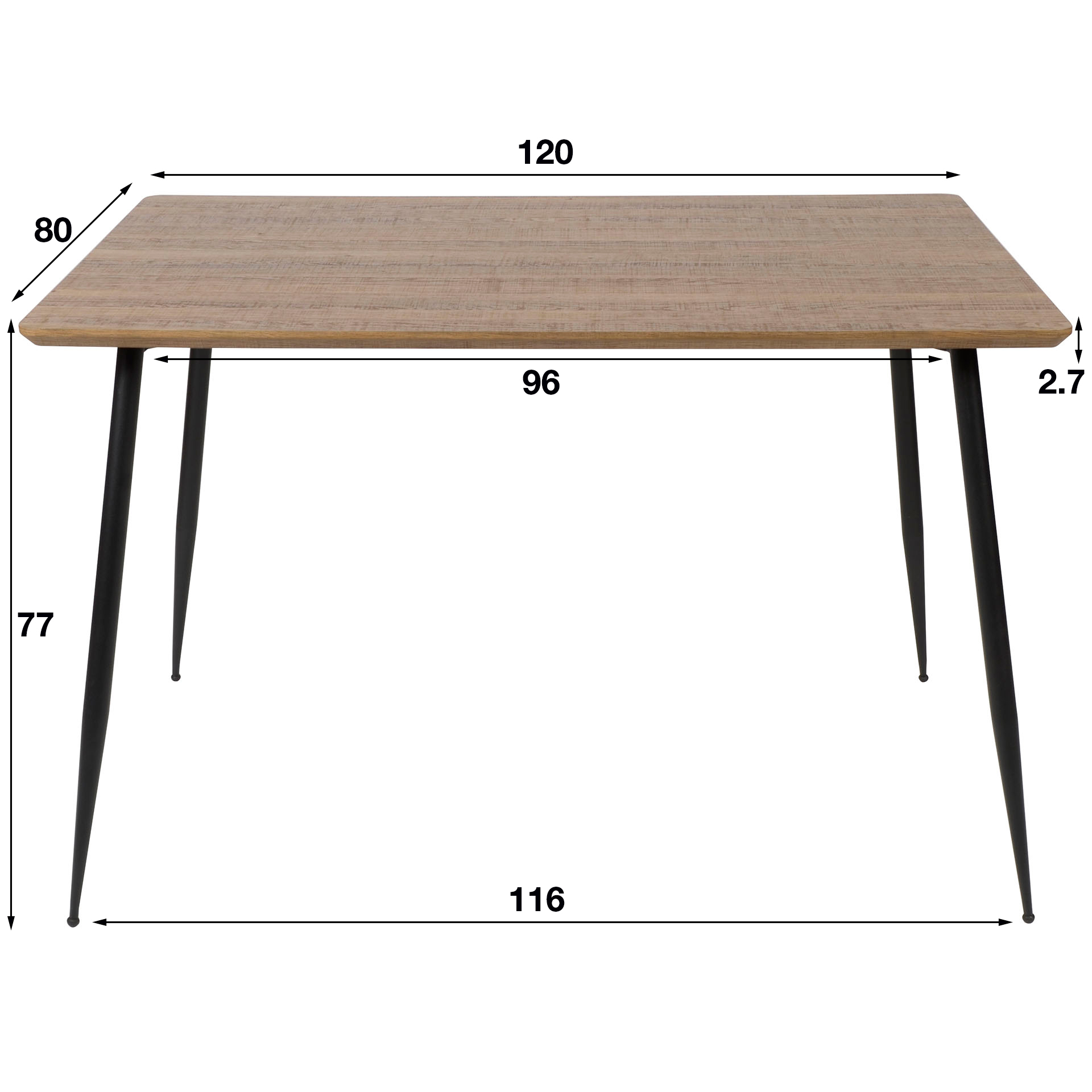 Esstisch Elegant Industrial Slim Wood 120/80