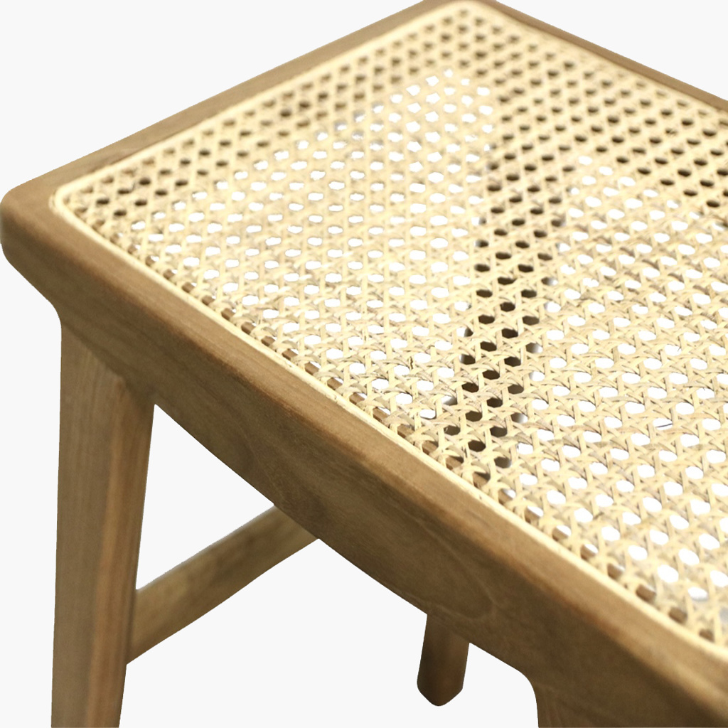 Hocker Nova Teak Rattan Wiener Geflecht