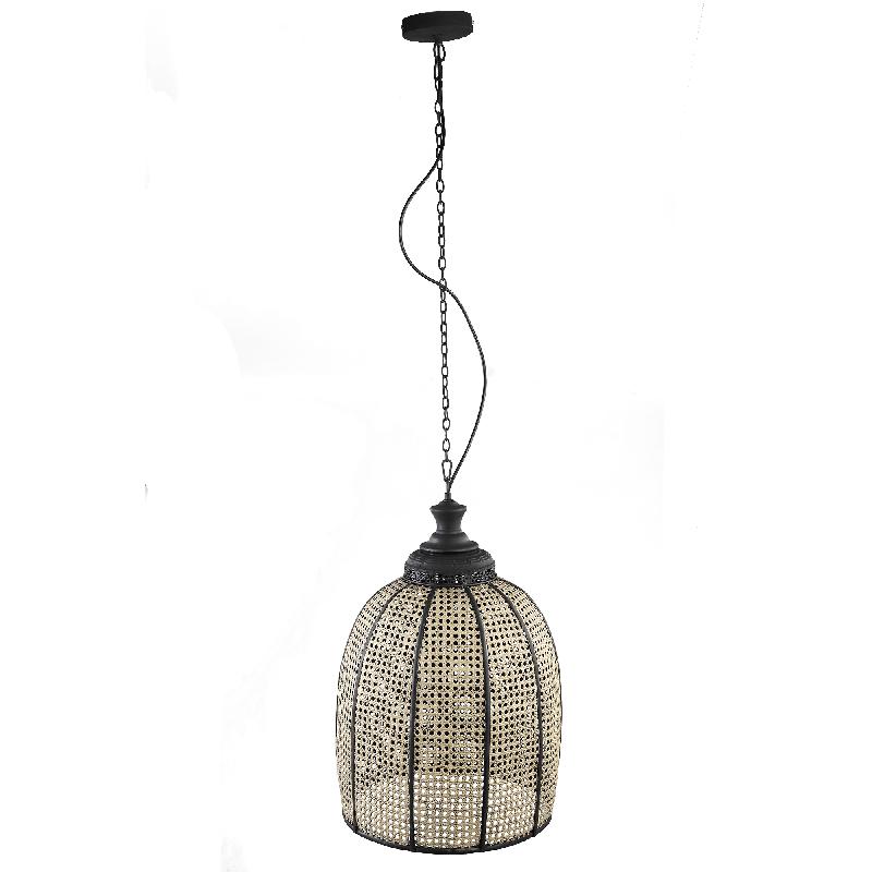 Rattan Hängelampe Wiener Geflecht Metall