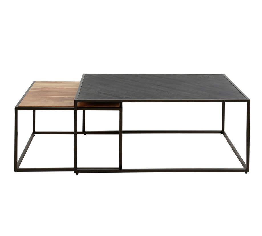 Couchtisch 2er Set Slate Mix Akazienholz Schieferplatte Couchtisch 2er Set Slate Mix Akazienholz Schieferplatte
