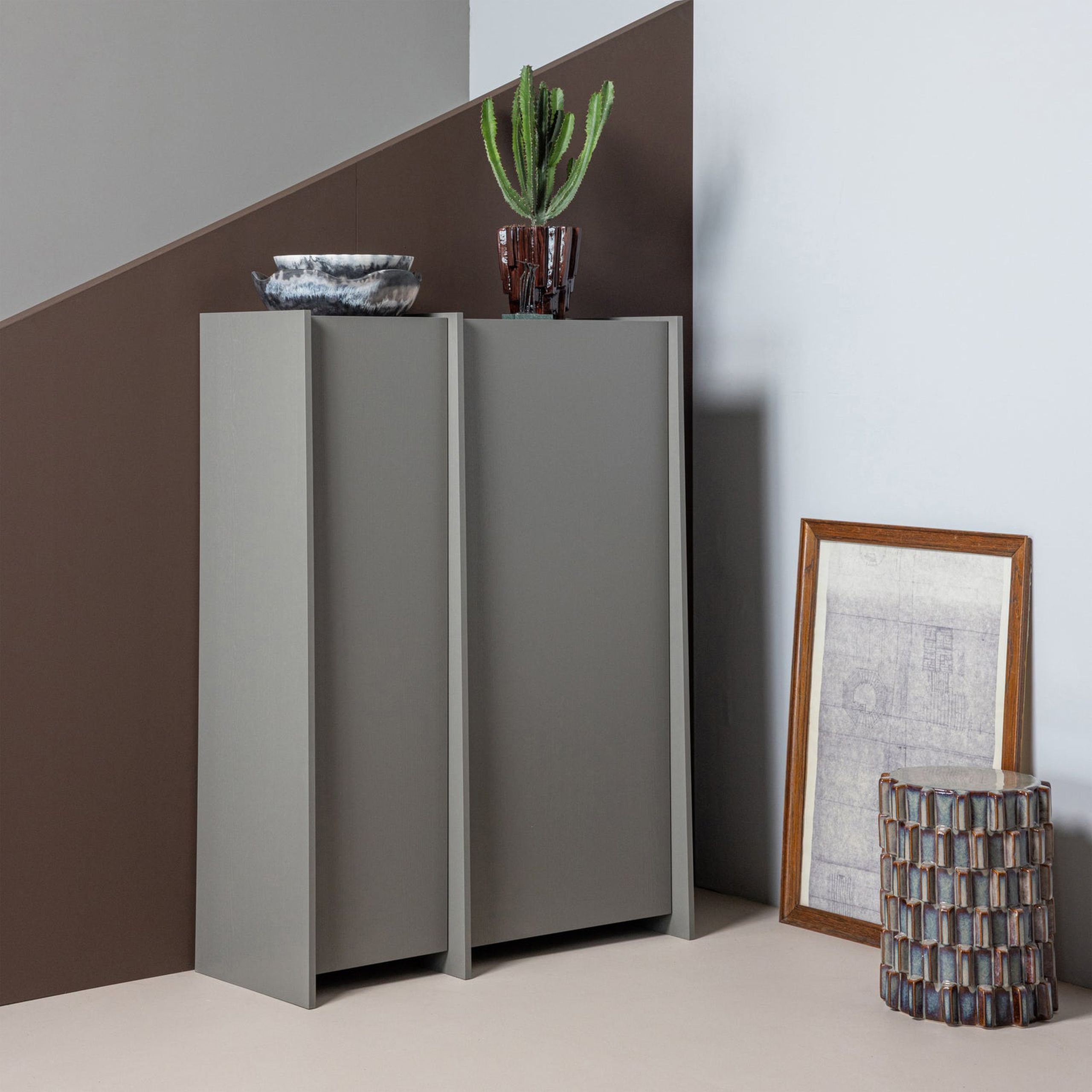 Retro Couchtisch Beistelltisch Axu Keramik Graublau