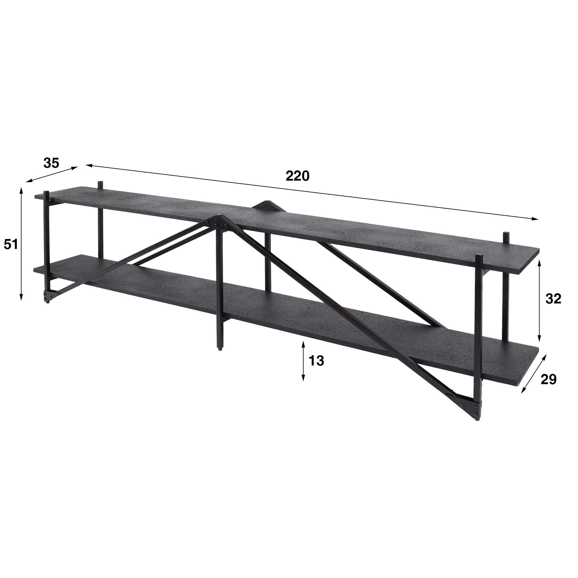 Industrial TV-Board Piega Metall Anthrazit 220 cm Industrial TV-Board Piega Metall Anthrazit 220 cm