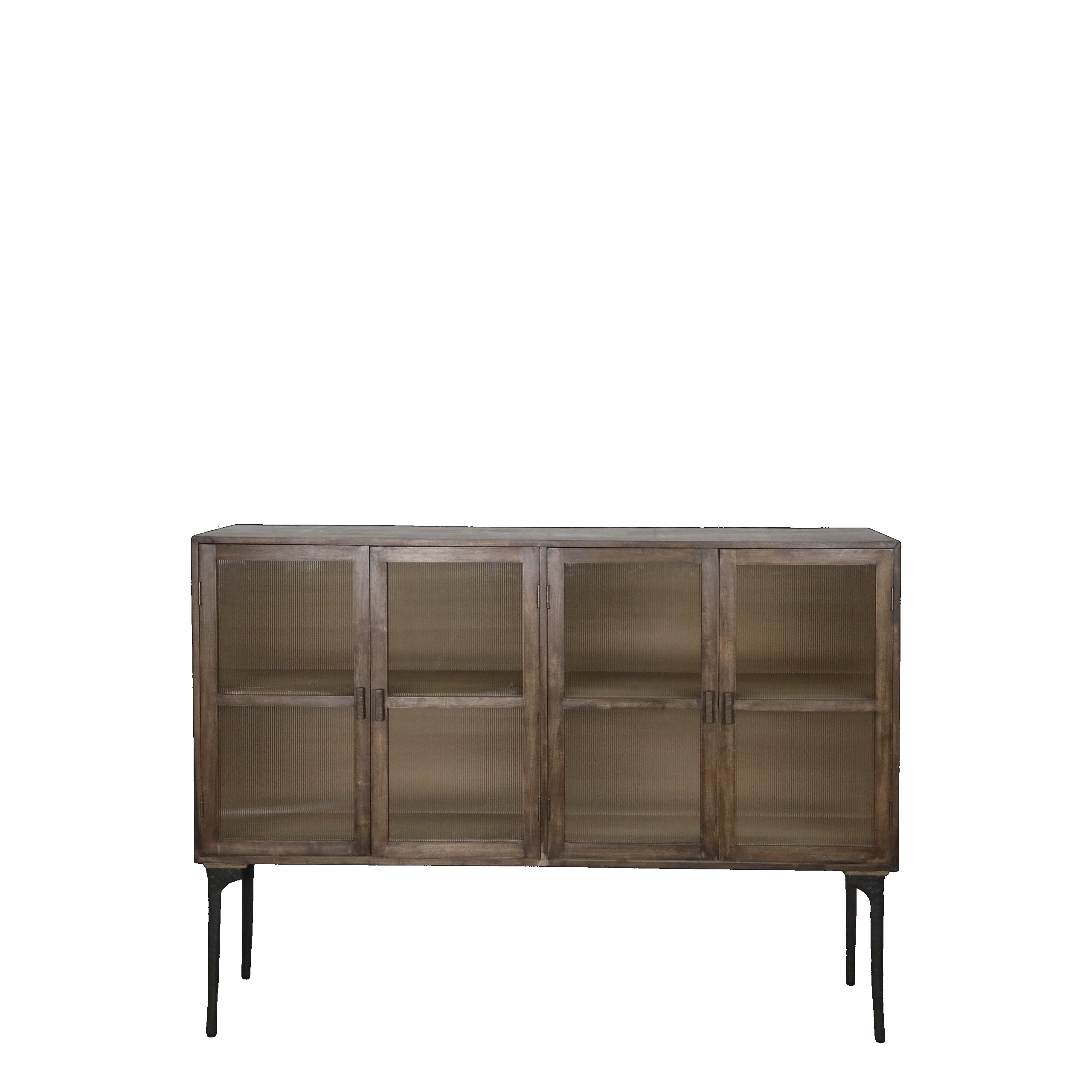 Vintage Vitrine Sideboard Antoine Holz Metall geripptes Glas Vintage Vitrine Sideboard Antoine Holz Metall geripptes Glas
