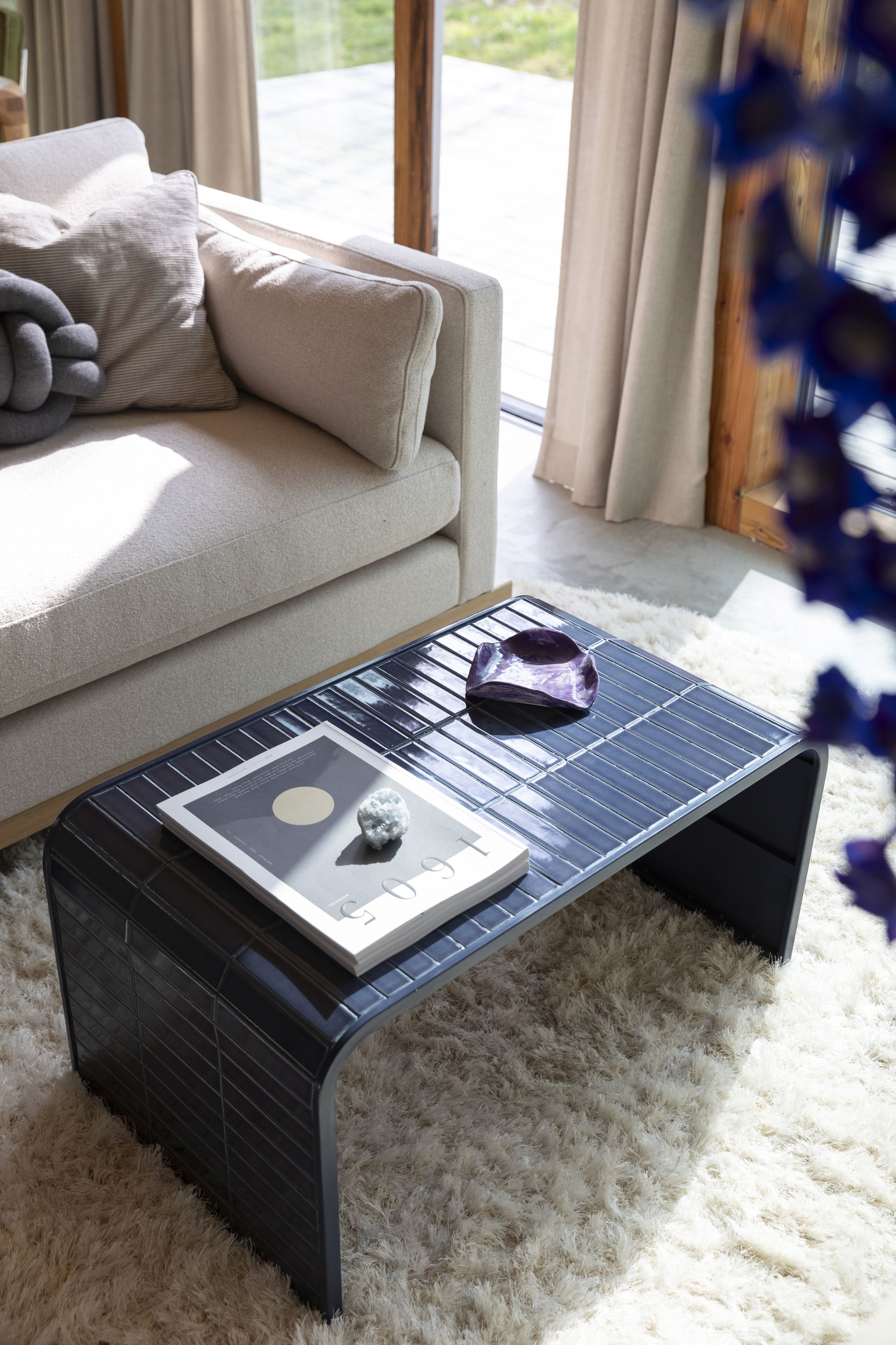 Retro Fliesentisch Tiles Couchtisch Metro Fliesen Blau