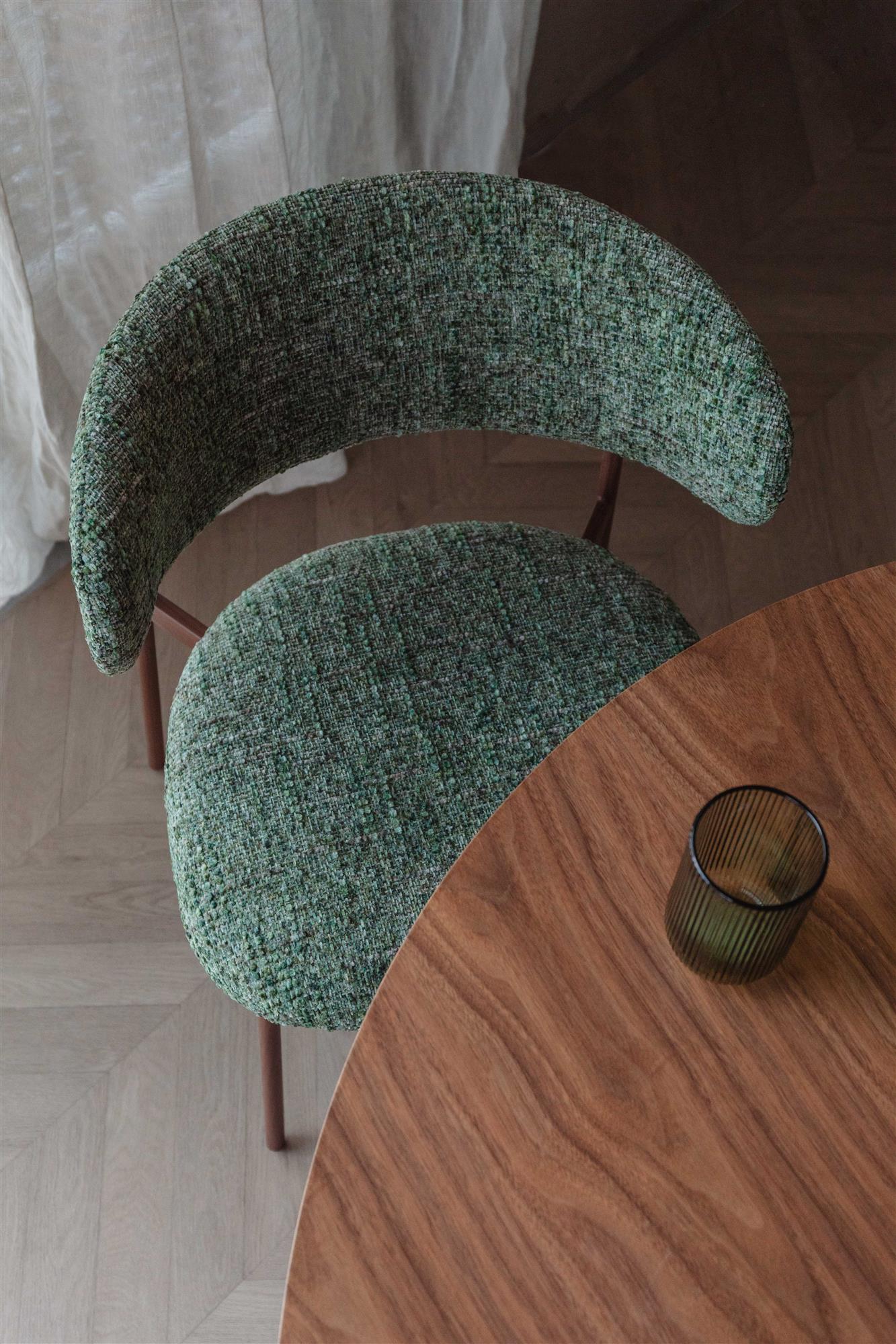 2er Set Retro Esszimmerstühle Claes Walnussholzoptik Grün