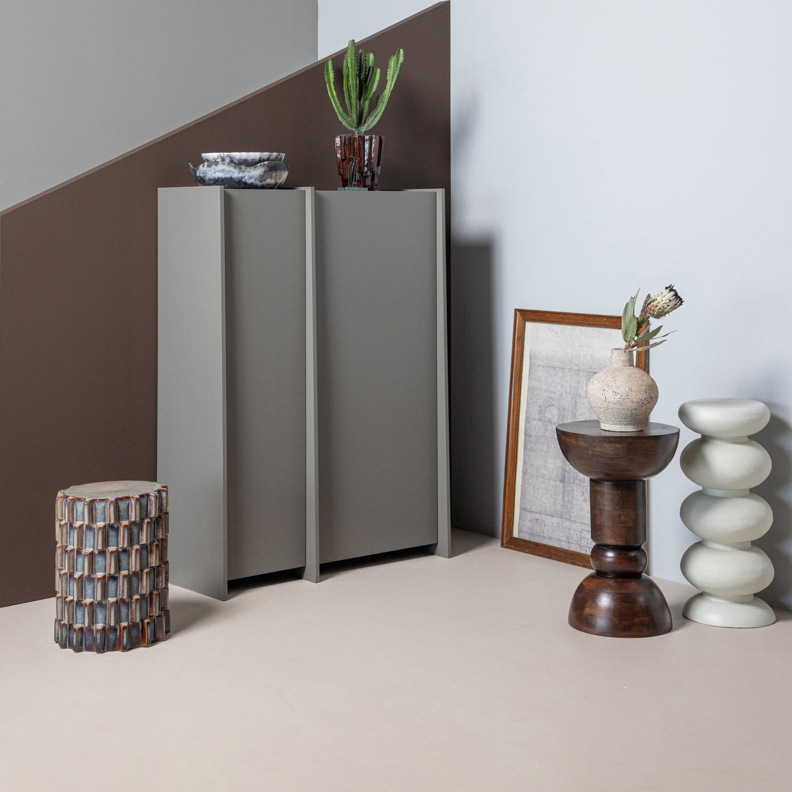 Retro Couchtisch Beistelltisch Axu Keramik Graublau