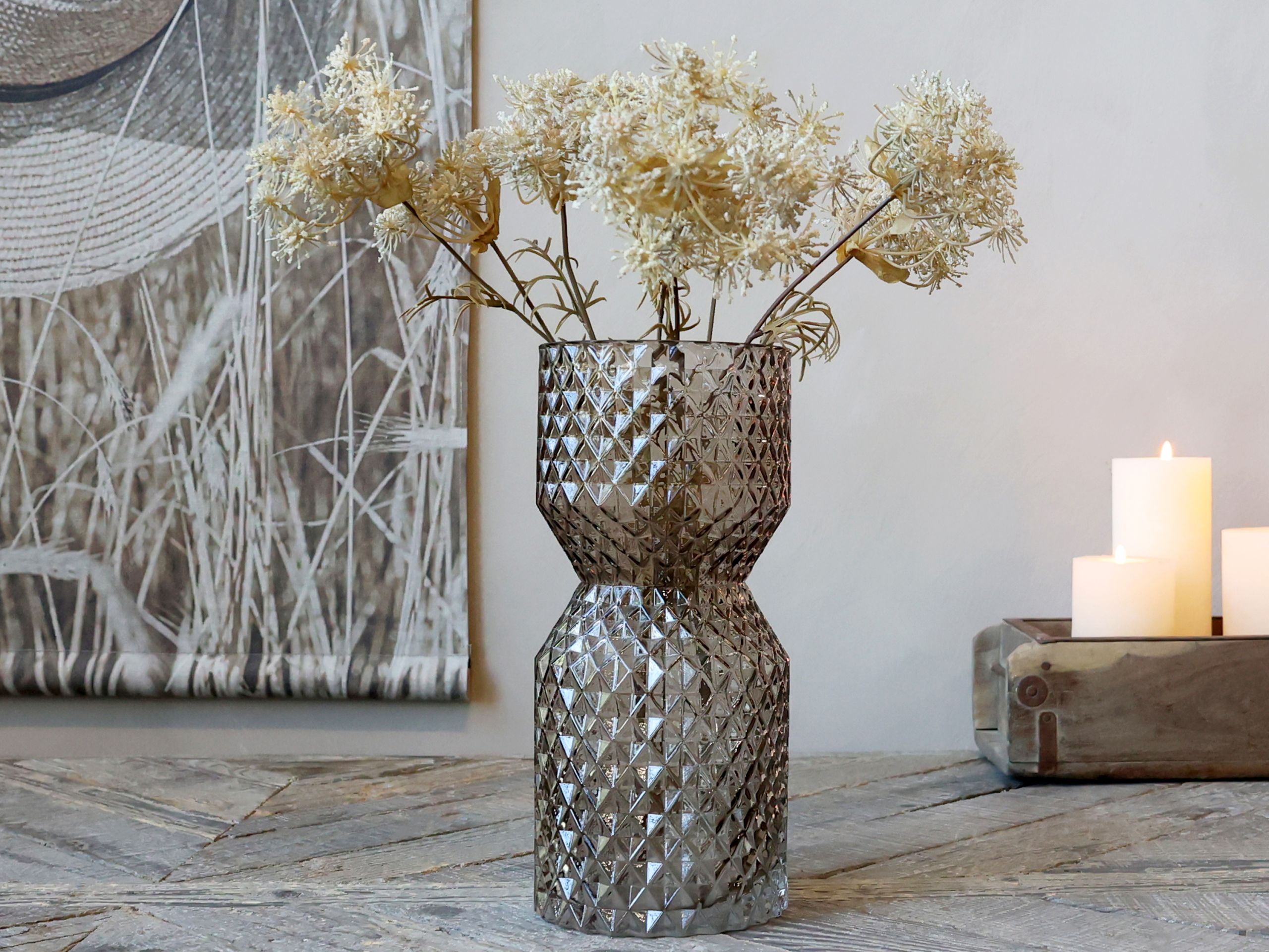 Deko Vase d'art Glas mit Diamantschliff 