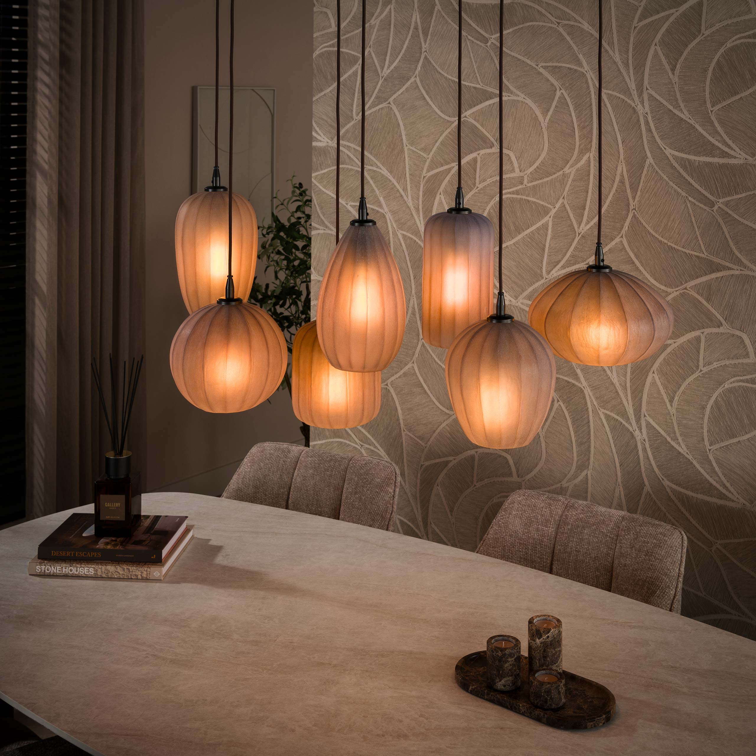 Retro Hängelampe Altura Frosted Glas 7 Schirme
