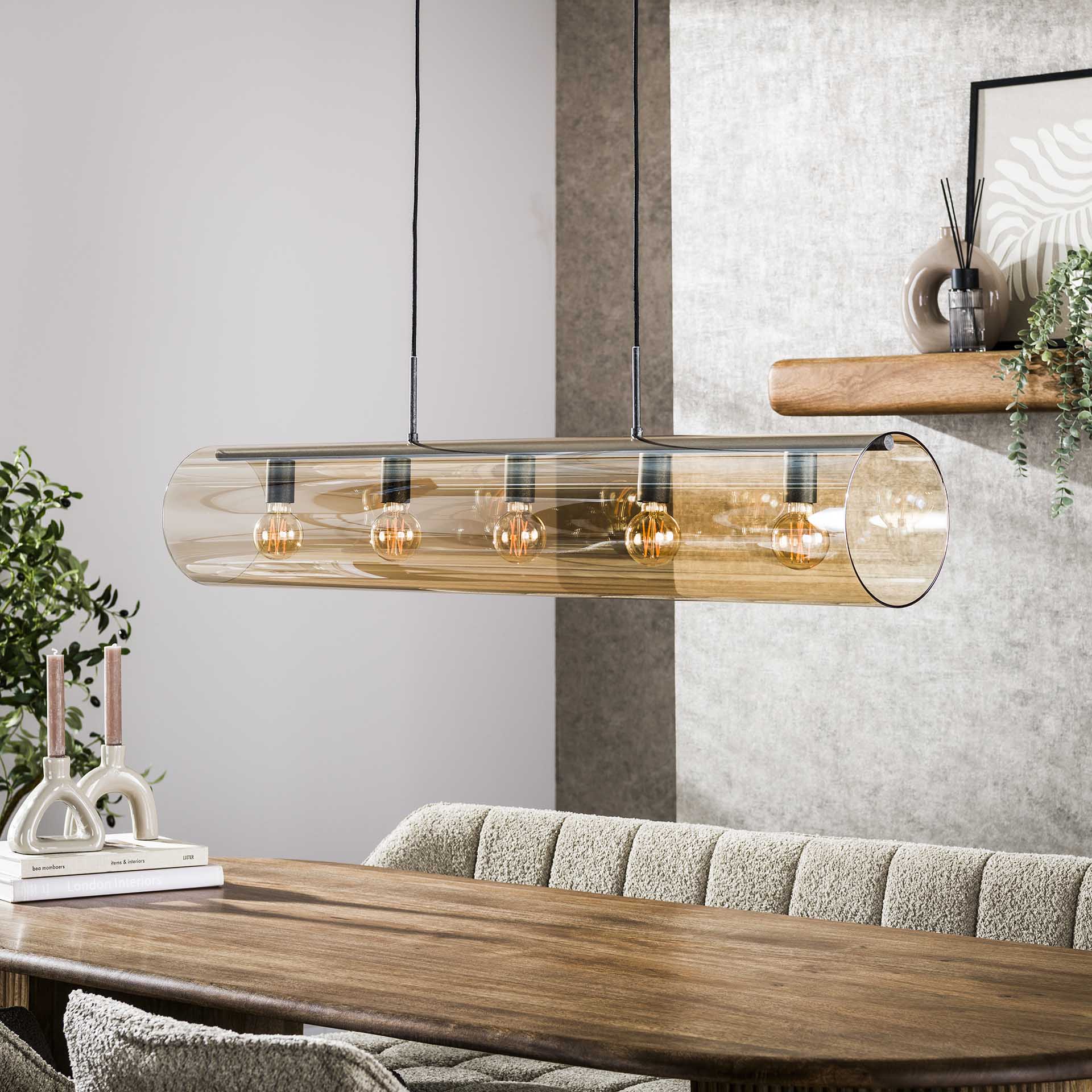 Industrial Hängelampe Tube Glas Amber 120 cm Industrial Hängelampe Tube Glas Amber 120 cm