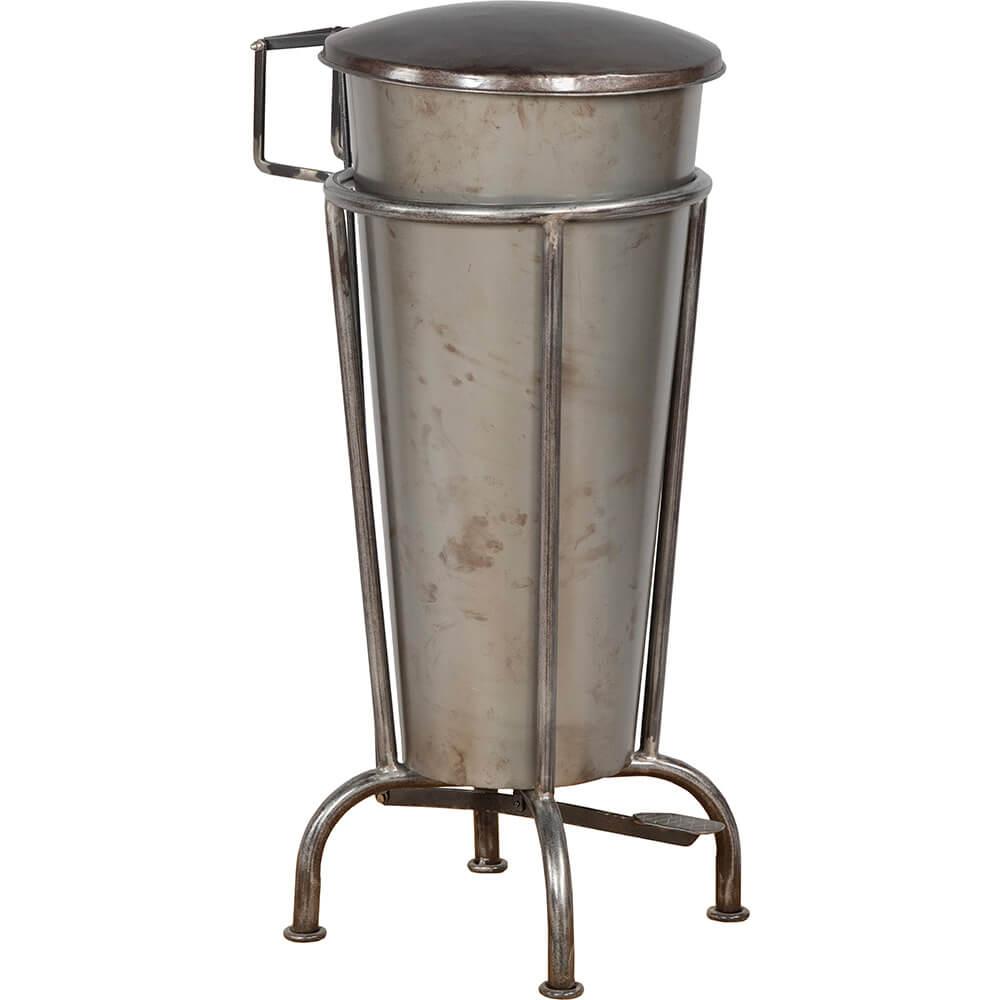 Treteimer Vintage Abfalleimer Industrial Eisen Silbergrau XL