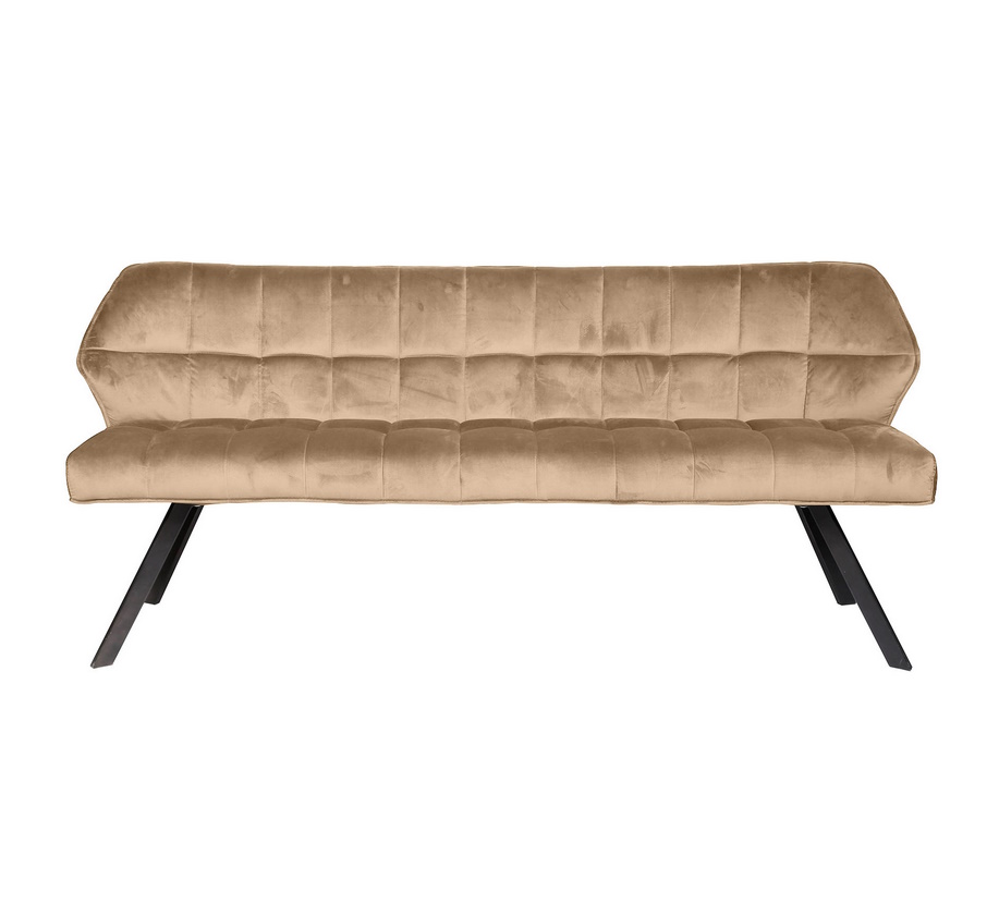 champagner Esstischbank Polsterbank Raster Samt 180 Industrial Beige