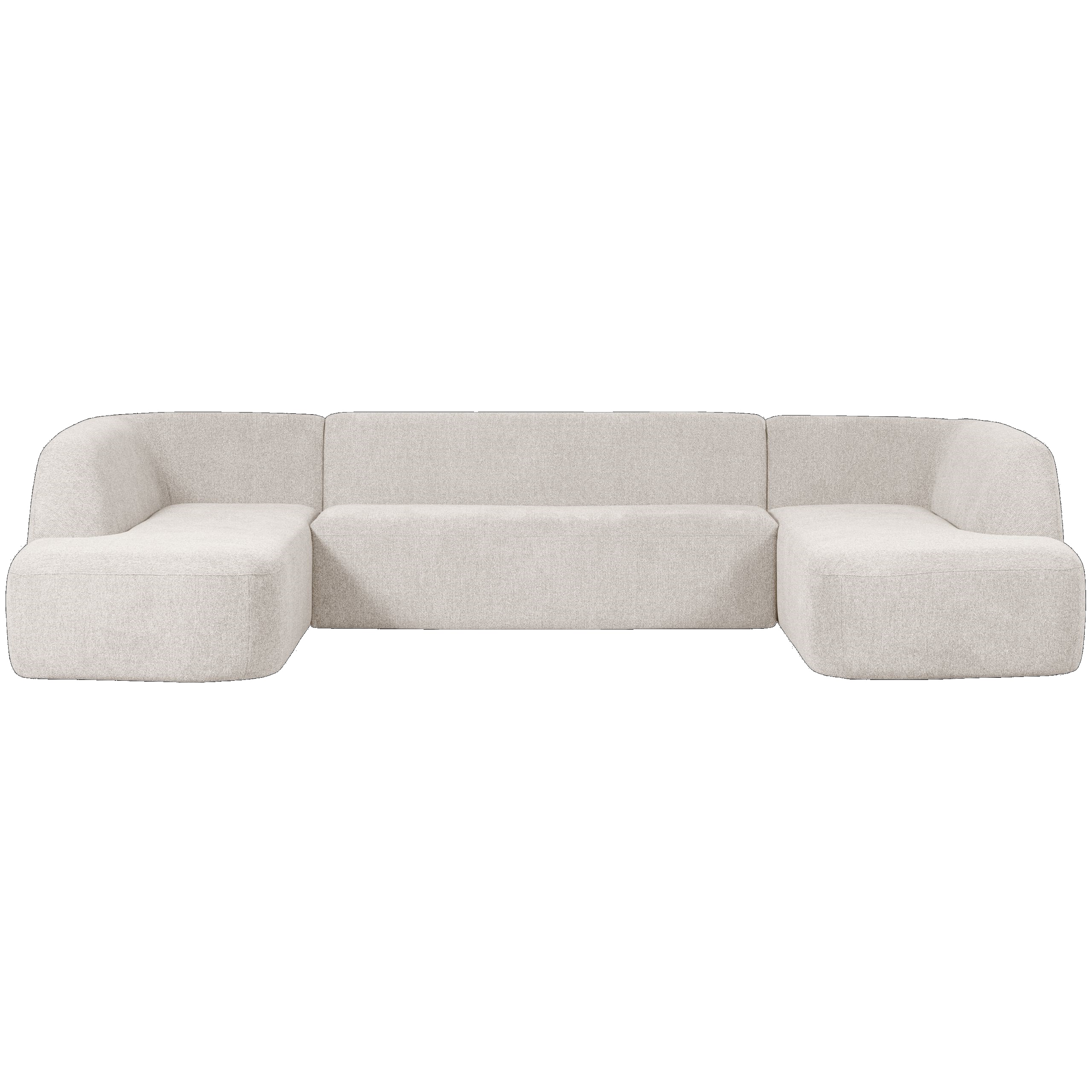 Retro Sofa Couch Sloping U-Form Organic Weiß